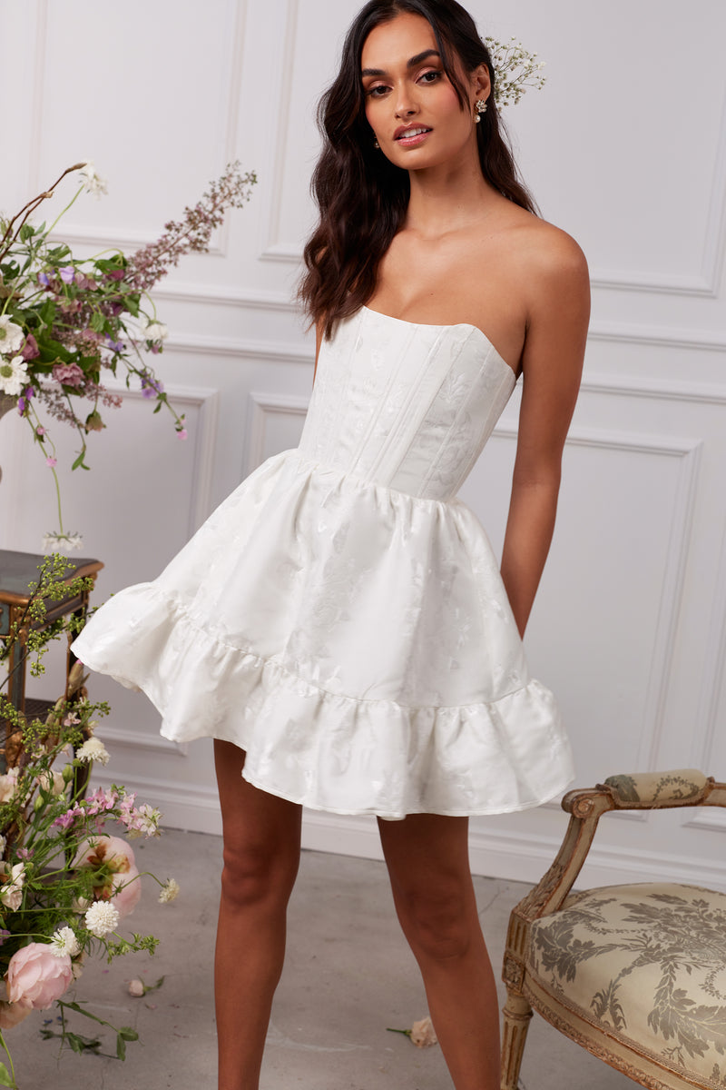 The Ginny Dress in White Baroque Floral