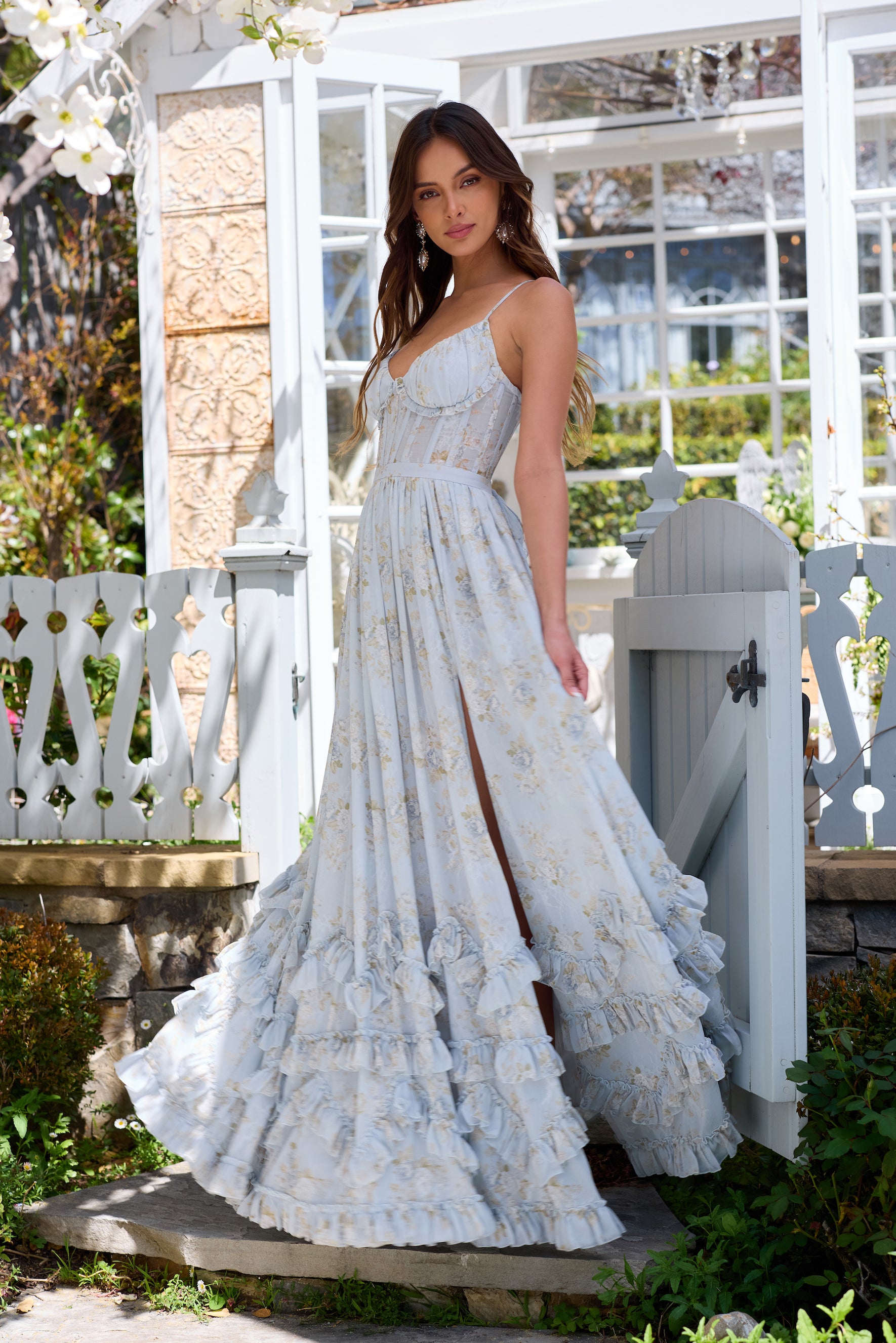 The Carmen Dress in Victorian Blue Roses 8 / Victorian Blue Roses The Carmen Dress in Victorian Blue Roses 8 / Victorian Blue Roses