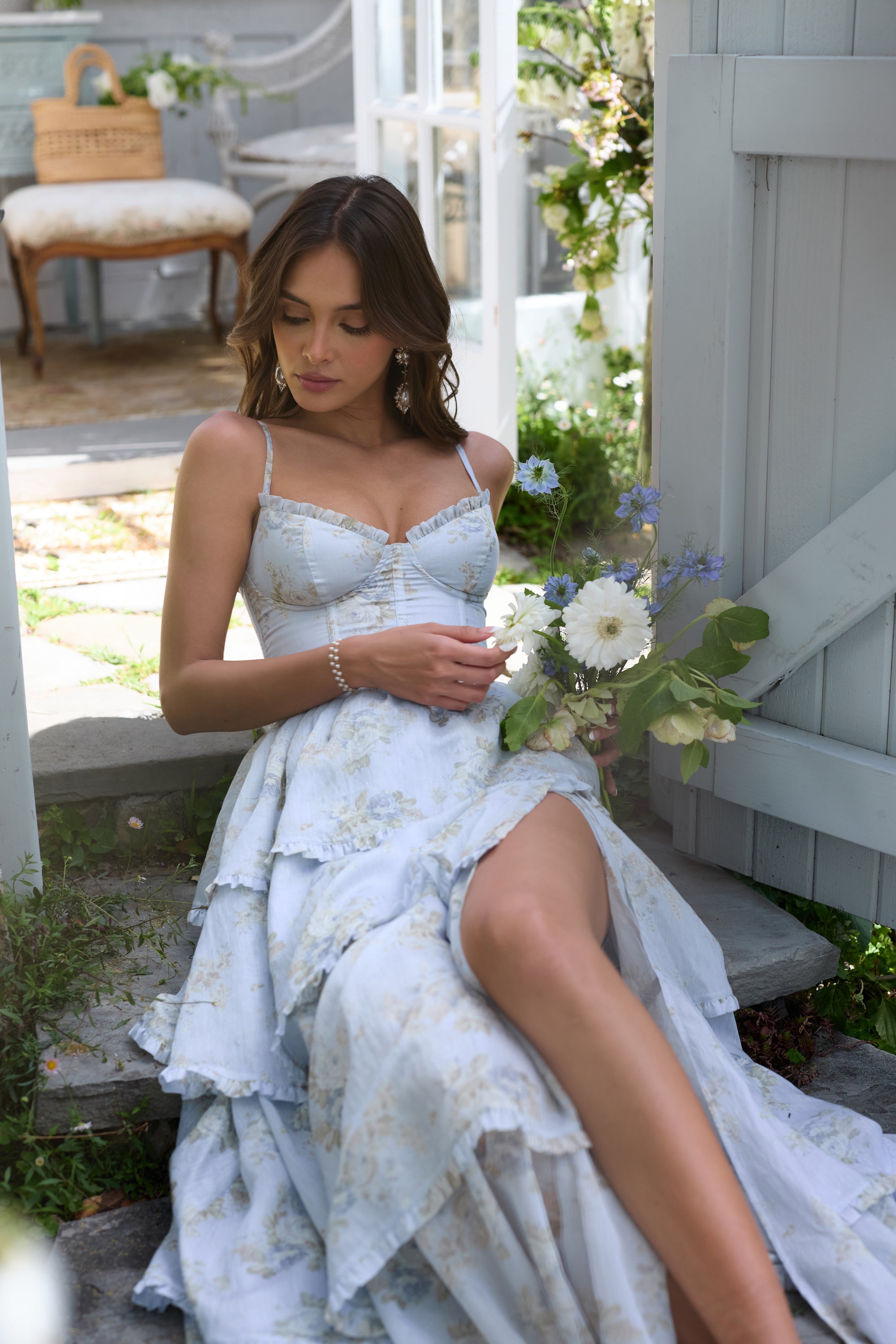 The Caterina Dress in Victorian Blue Roses 0 / Victorian Blue Roses