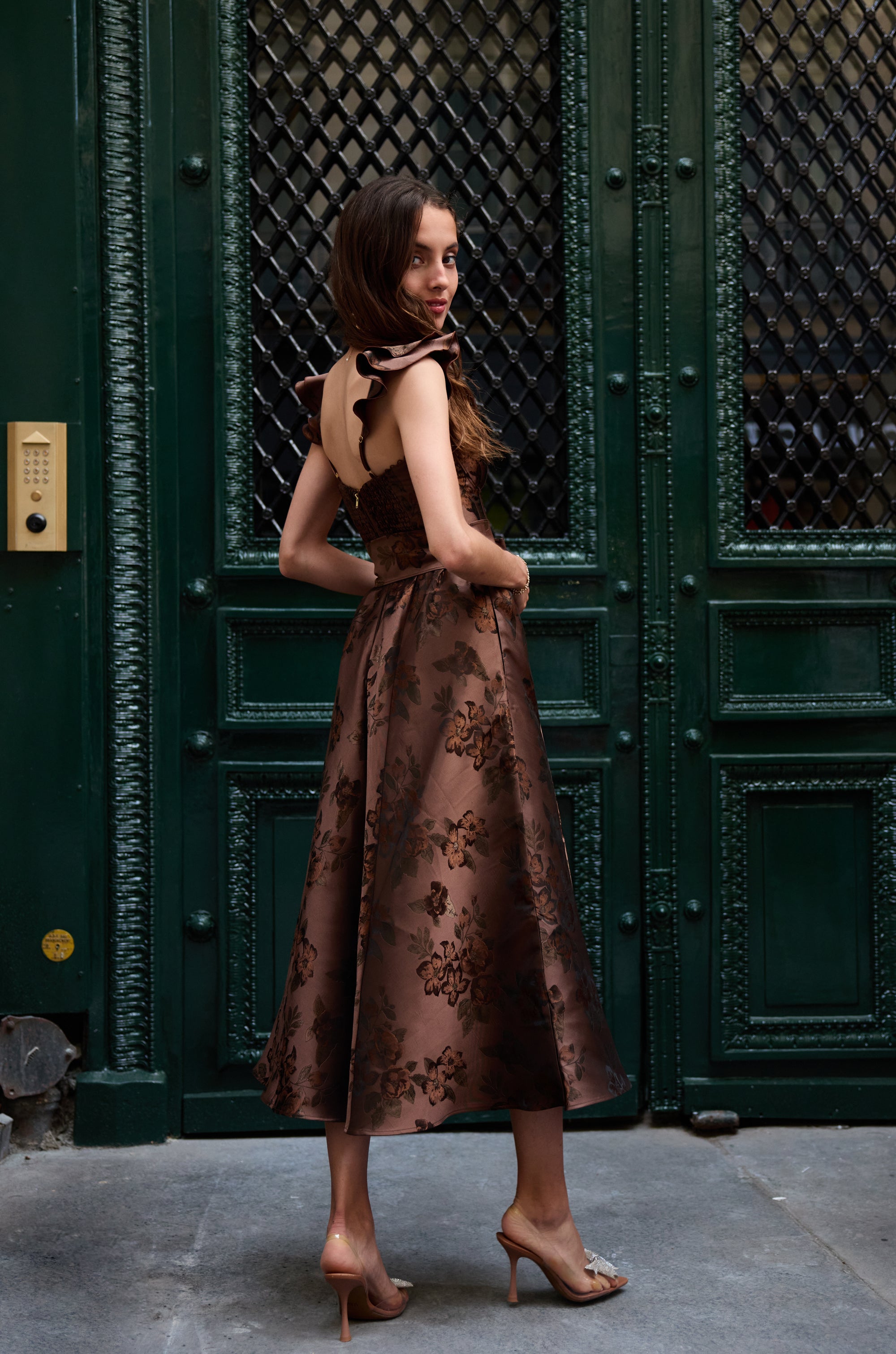 The Vera Dress in Cocoa Baroque Floral 12 / Cocoa Baroque Floral