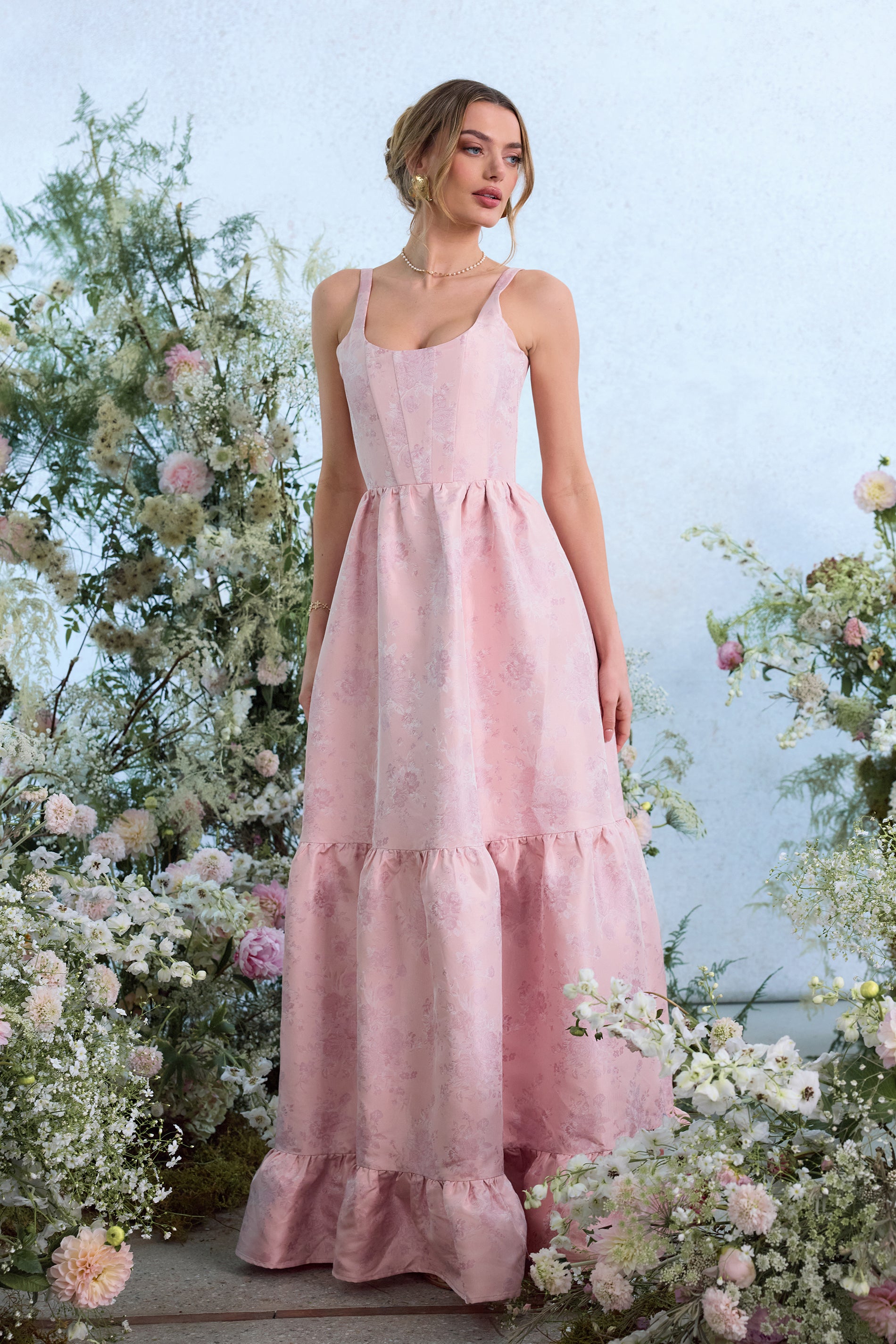 The Avery Dress in Light Pink Windsor Brocade 0 / Light Pink Windsor Brocade The Avery Dress in Light Pink Windsor Brocade 0 / Light Pink Windsor Brocade