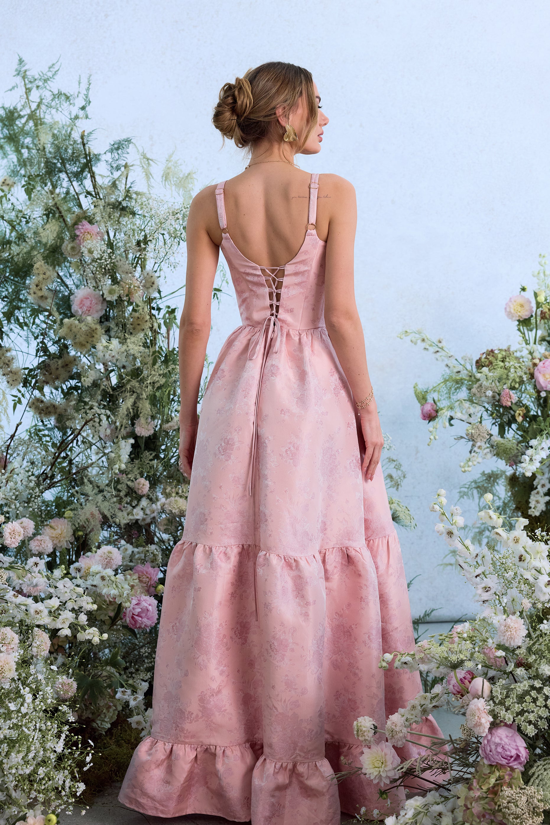 The Avery Dress in Light Pink Windsor Brocade V. Chapman The Avery Dress in Light Pink Windsor Brocade V. Chapman