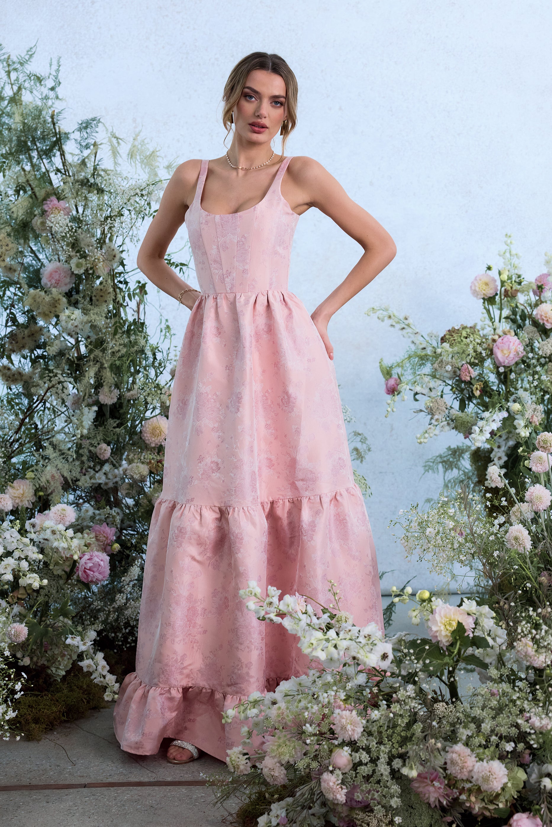 The Avery Dress in Light Pink Windsor Brocade 0 / Light Pink Windsor Brocade The Avery Dress in Light Pink Windsor Brocade 0 / Light Pink Windsor Brocade