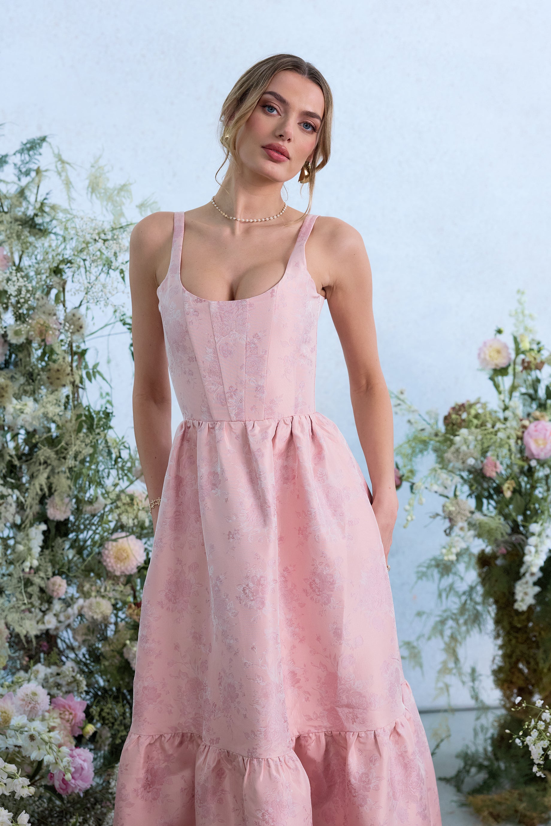 The Avery Dress in Light Pink Windsor Brocade 0 / Light Pink Windsor Brocade The Avery Dress in Light Pink Windsor Brocade 0 / Light Pink Windsor Brocade