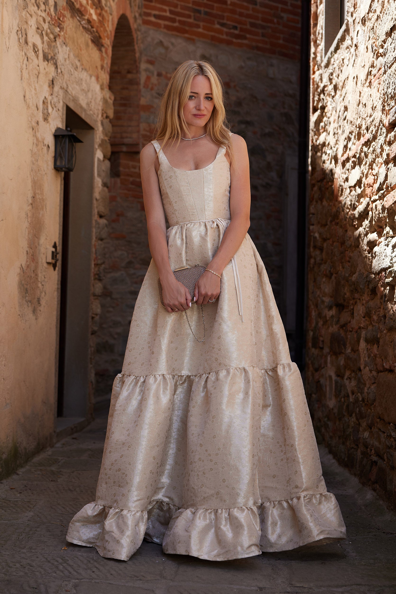 The Avery Dress in Taupe Duchess – V. Chapman