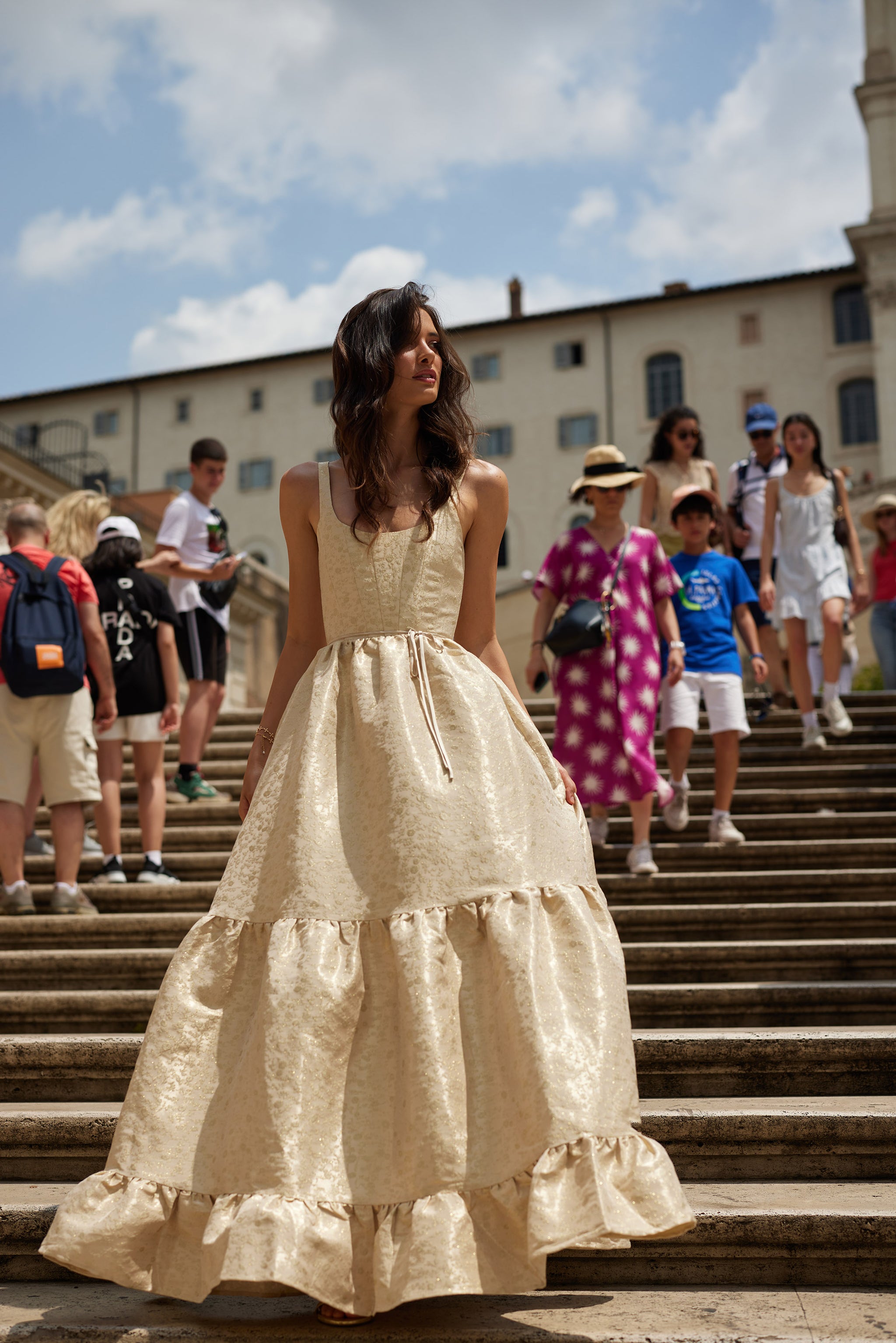 The Avery Dress in Taupe Duchess – V. Chapman