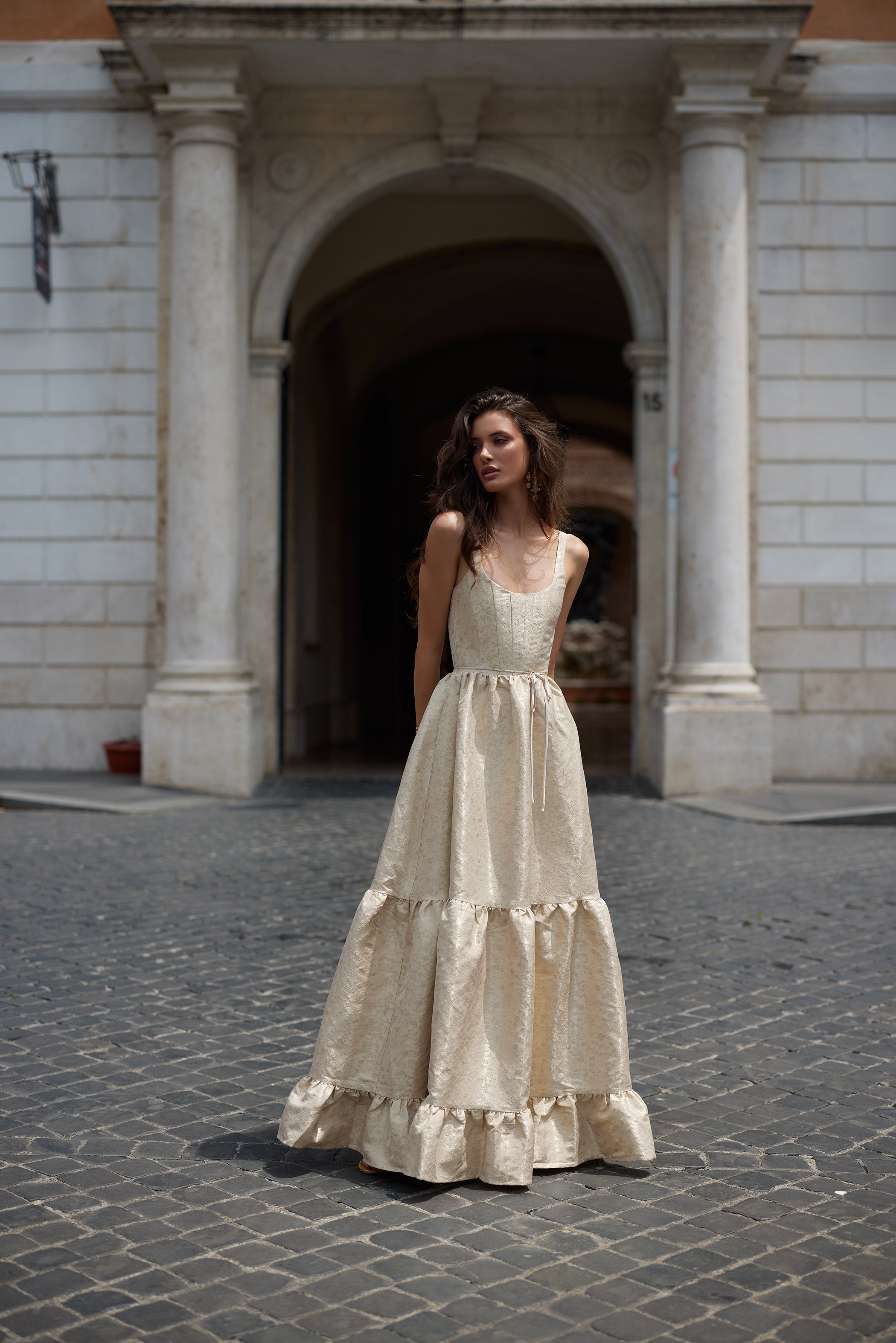 The Avery Dress in Taupe Duchess 2 / Taupe Duchess The Avery Dress in Taupe Duchess 2 / Taupe Duchess