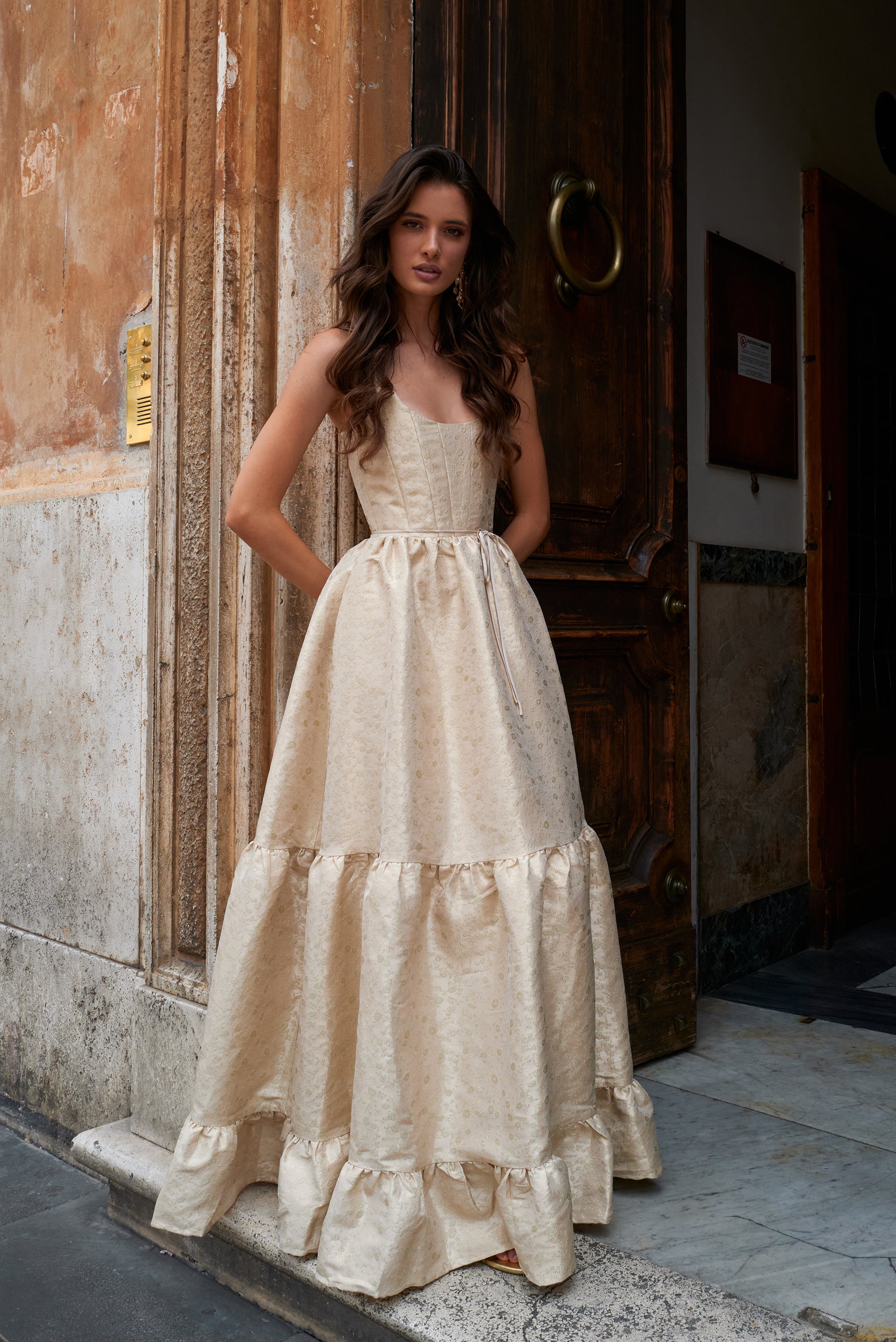 The Avery Dress in Taupe Duchess 2 / Taupe Duchess The Avery Dress in Taupe Duchess 2 / Taupe Duchess