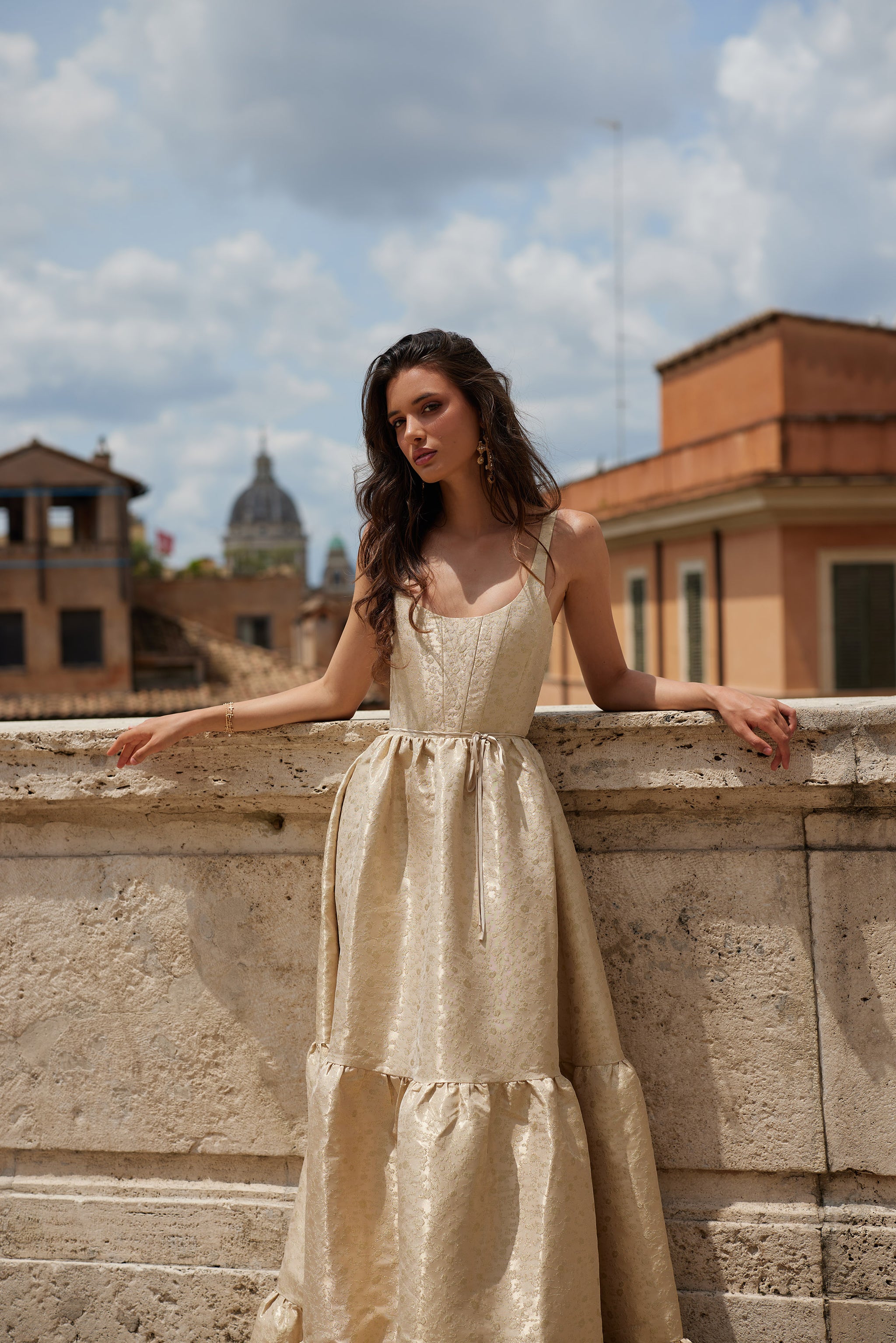 The Avery Dress in Taupe Duchess – V. Chapman
