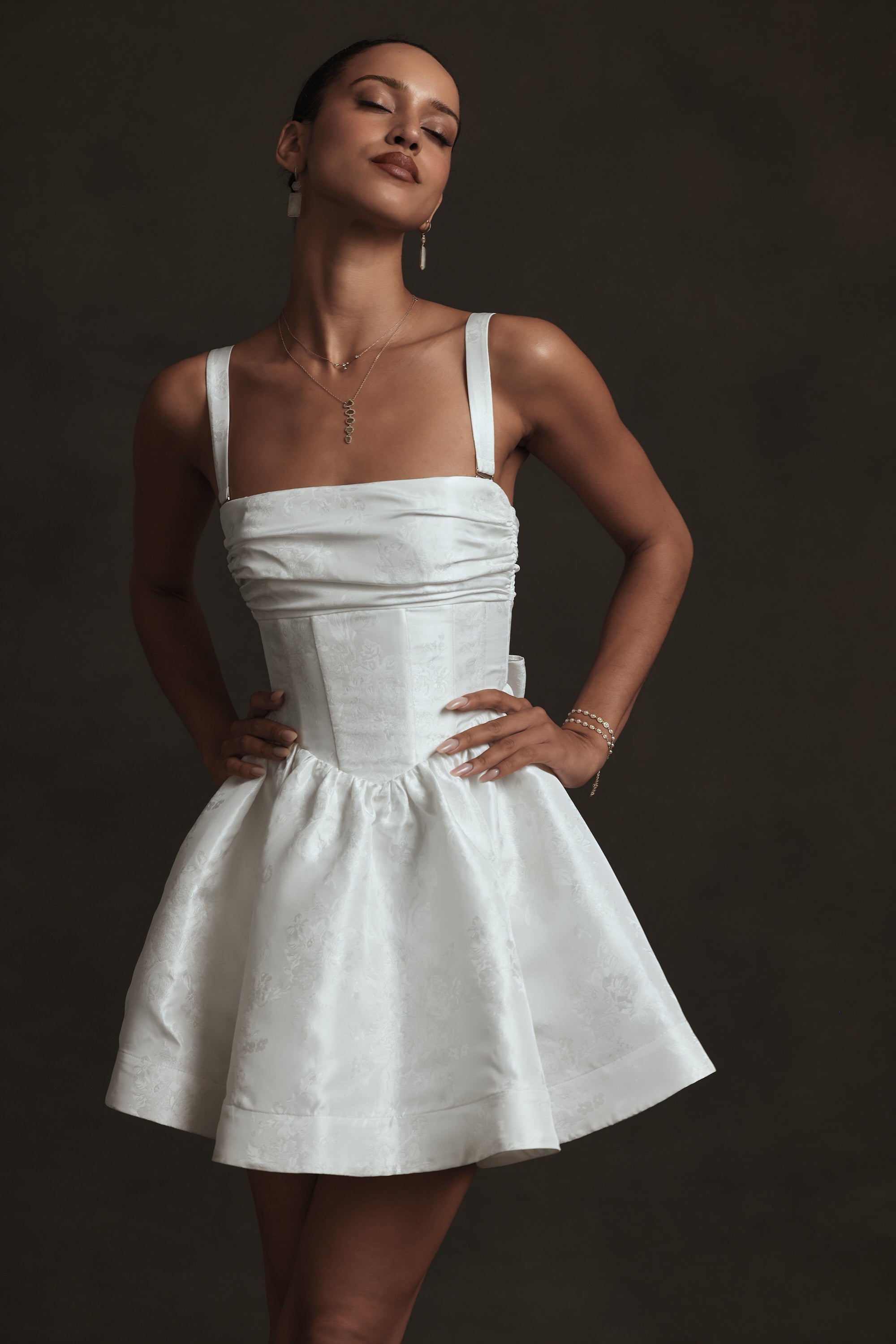The Addison Dress in White Windsor Brocade – V. Chapman