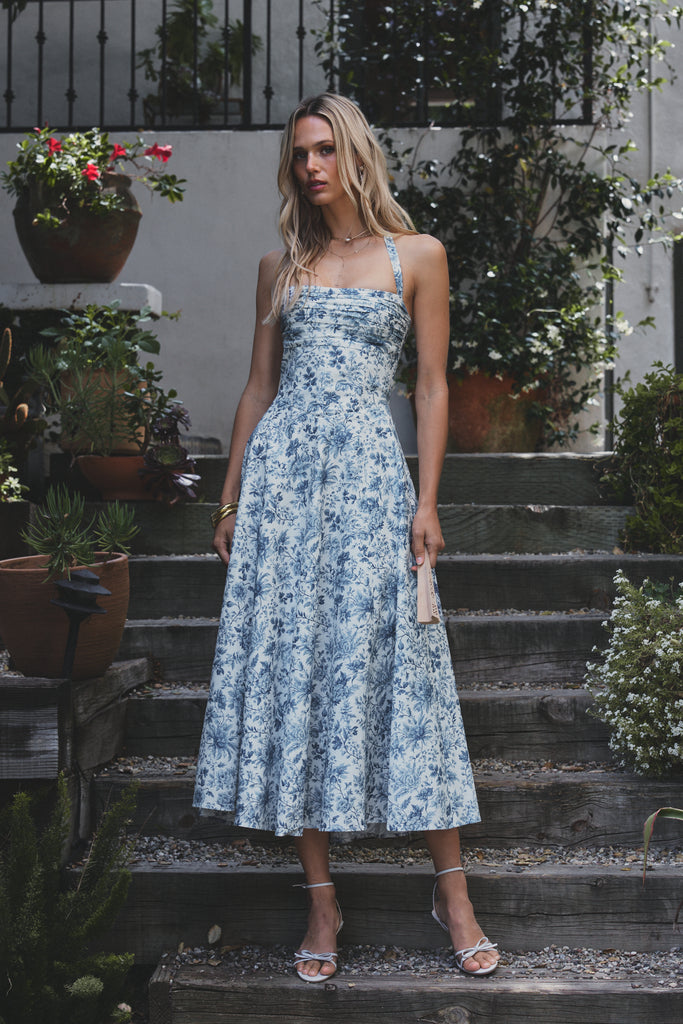 blue toile dress The Amora Dress in Blue Toile – V. Chapman
