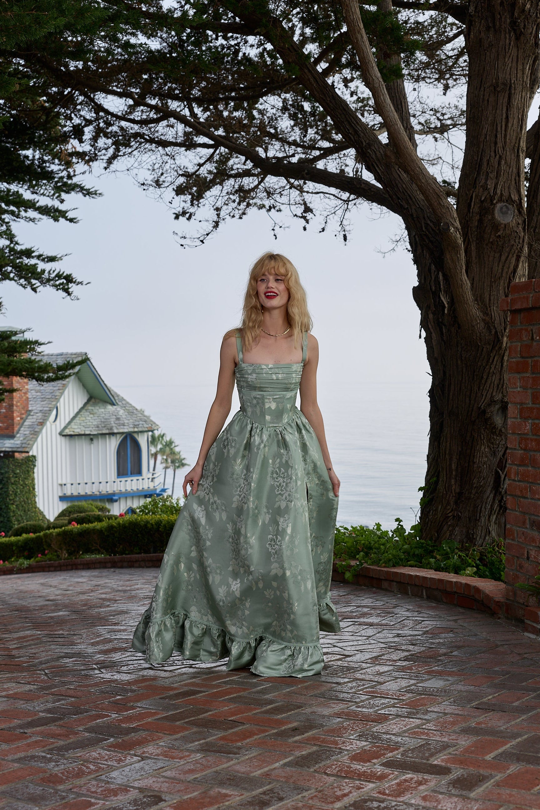 The Ava Dress in Sage Baroque Floral 6 / Sage Baroque Floral The Ava Dress in Sage Baroque Floral 6 / Sage Baroque Floral
