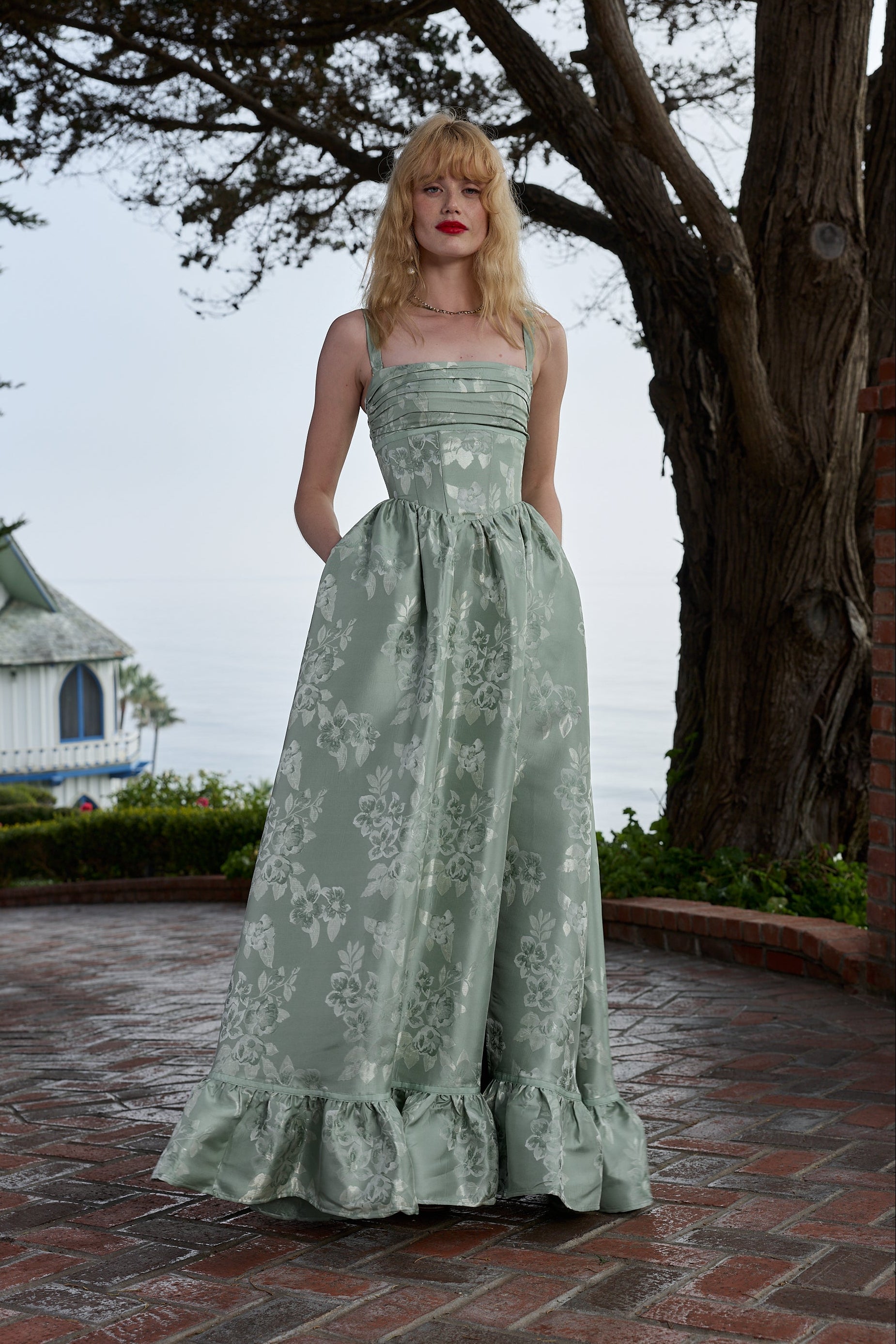 baroque dress Champagne Satin Lace Long Sleeve Rococo Baroque Dress