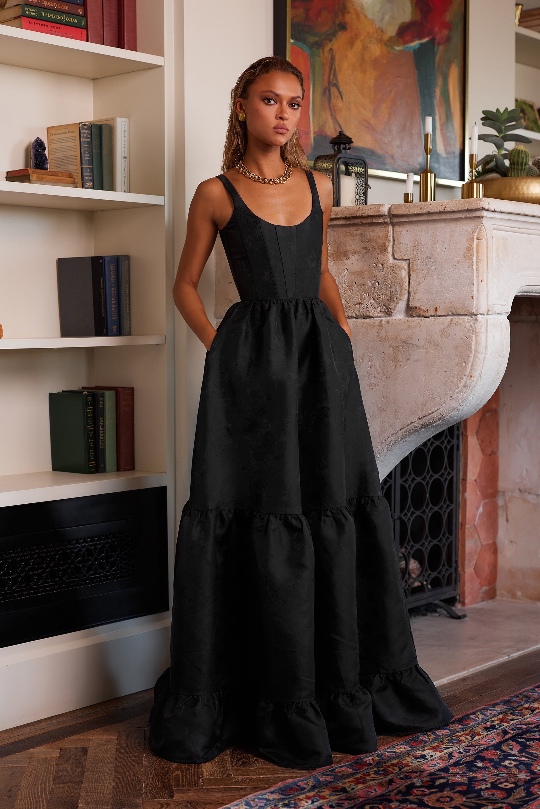 The Avery Dress in Black Windsor Brocade 10 / Black Windsor Brocade