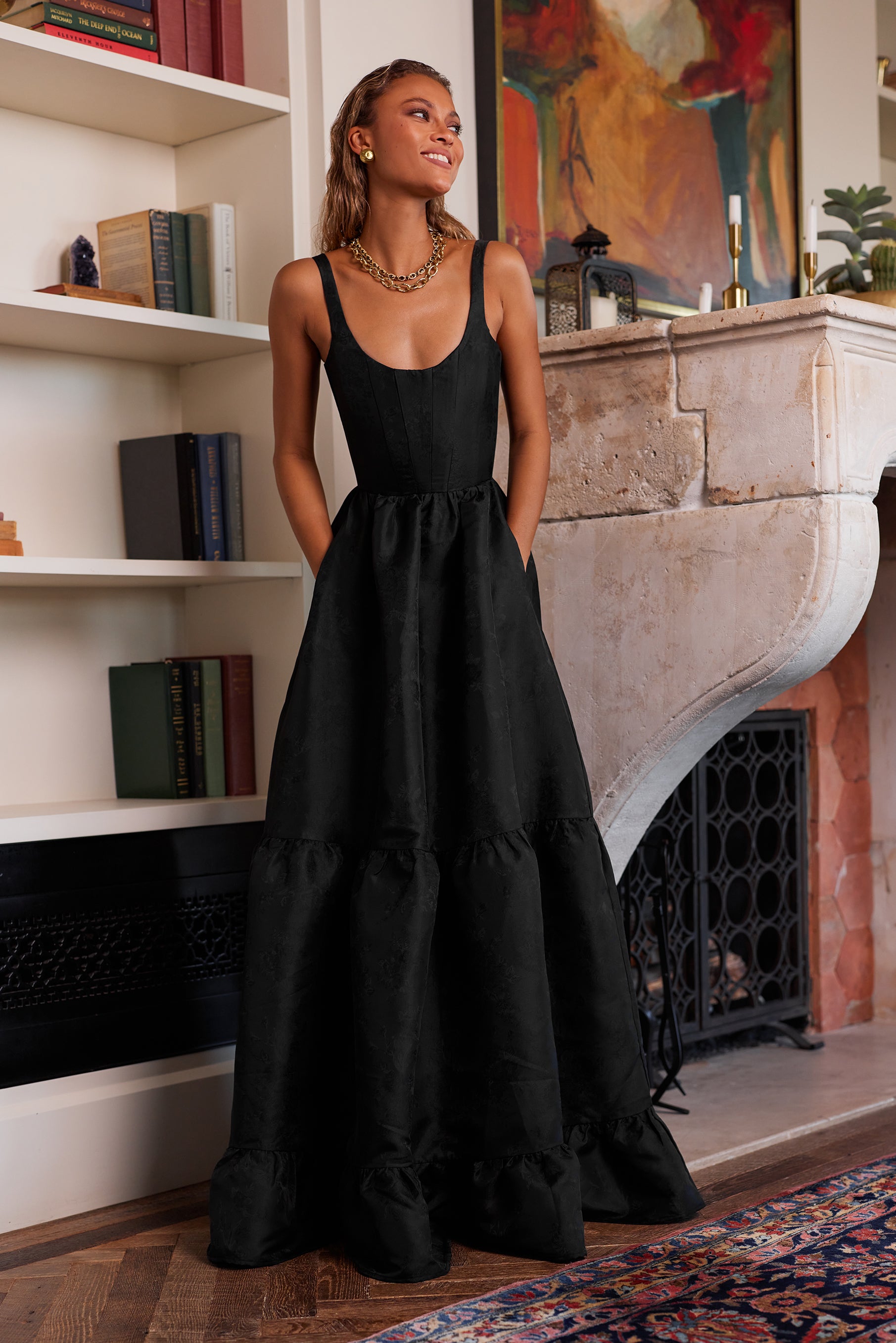 The Avery Dress in Black Windsor Brocade 14 / Black Windsor Brocade The Avery Dress in Black Windsor Brocade 14 / Black Windsor Brocade