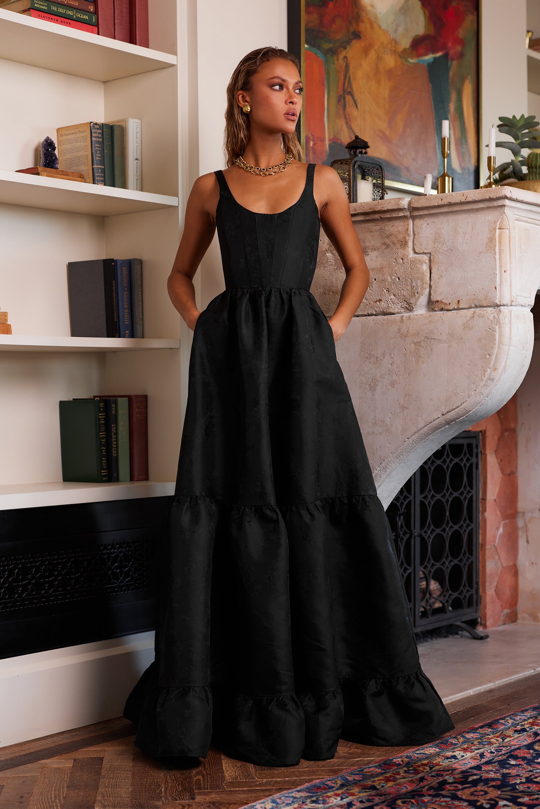 v chapman black dress The Avery Dress in Black Windsor Brocade 10 / Black Windsor Brocade