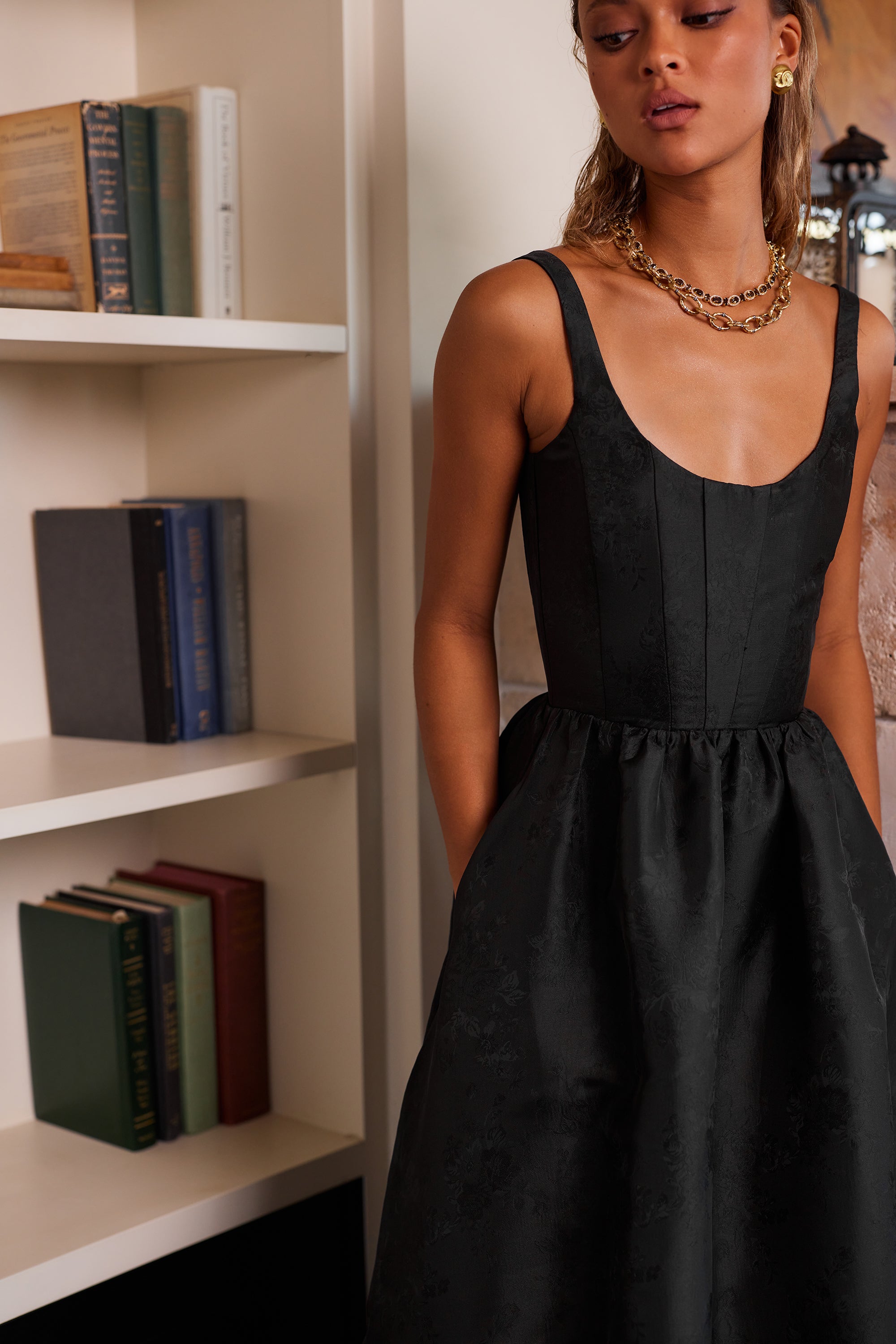 The Avery Dress in Black Windsor Brocade 10 / Black Windsor Brocade The Avery Dress in Black Windsor Brocade 10 / Black Windsor Brocade