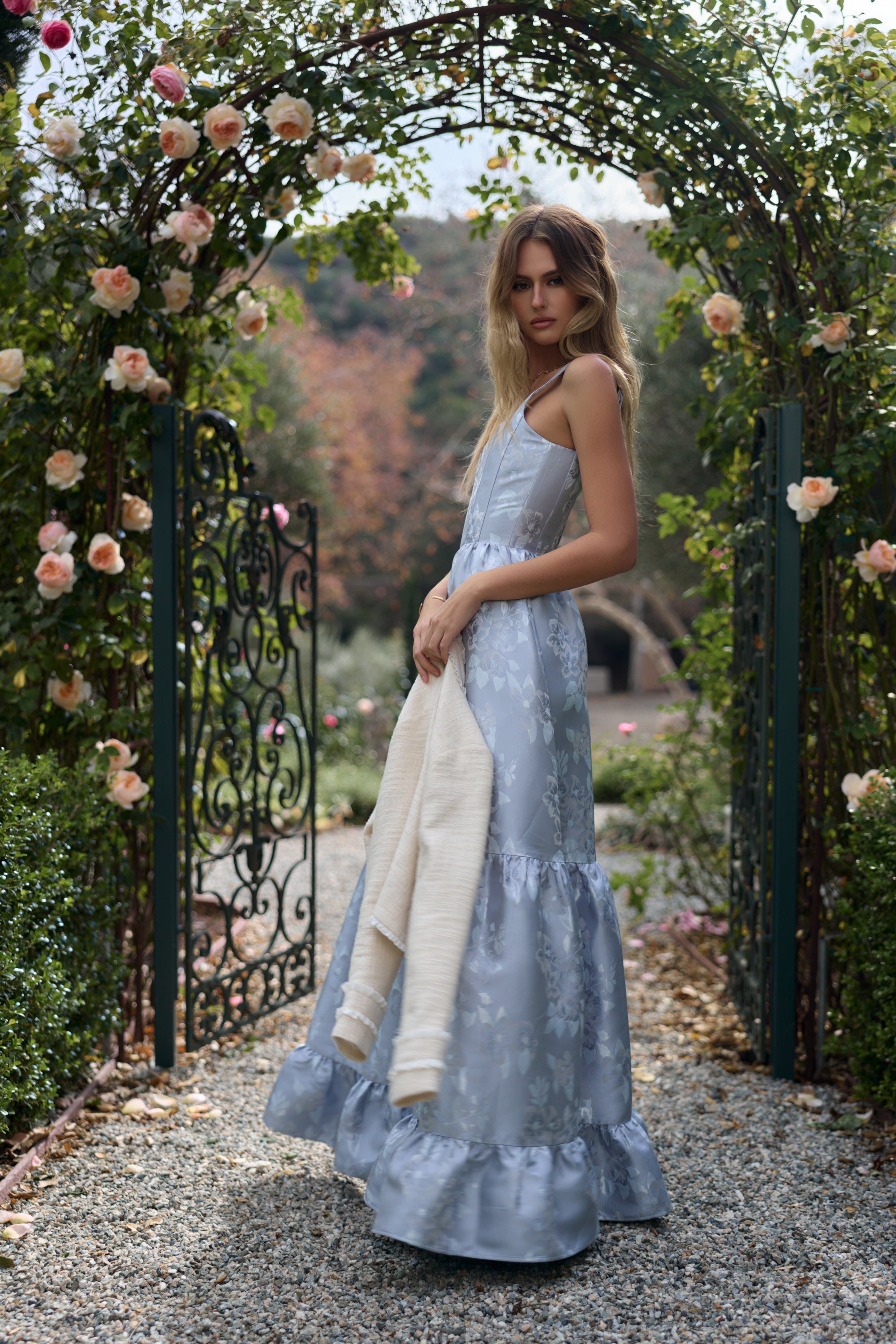 The Avery Dress in Icelandic Blue Baroque Floral 12 / Icelandic Blue Baroque The Avery Dress in Icelandic Blue Baroque Floral 12 / Icelandic Blue Baroque