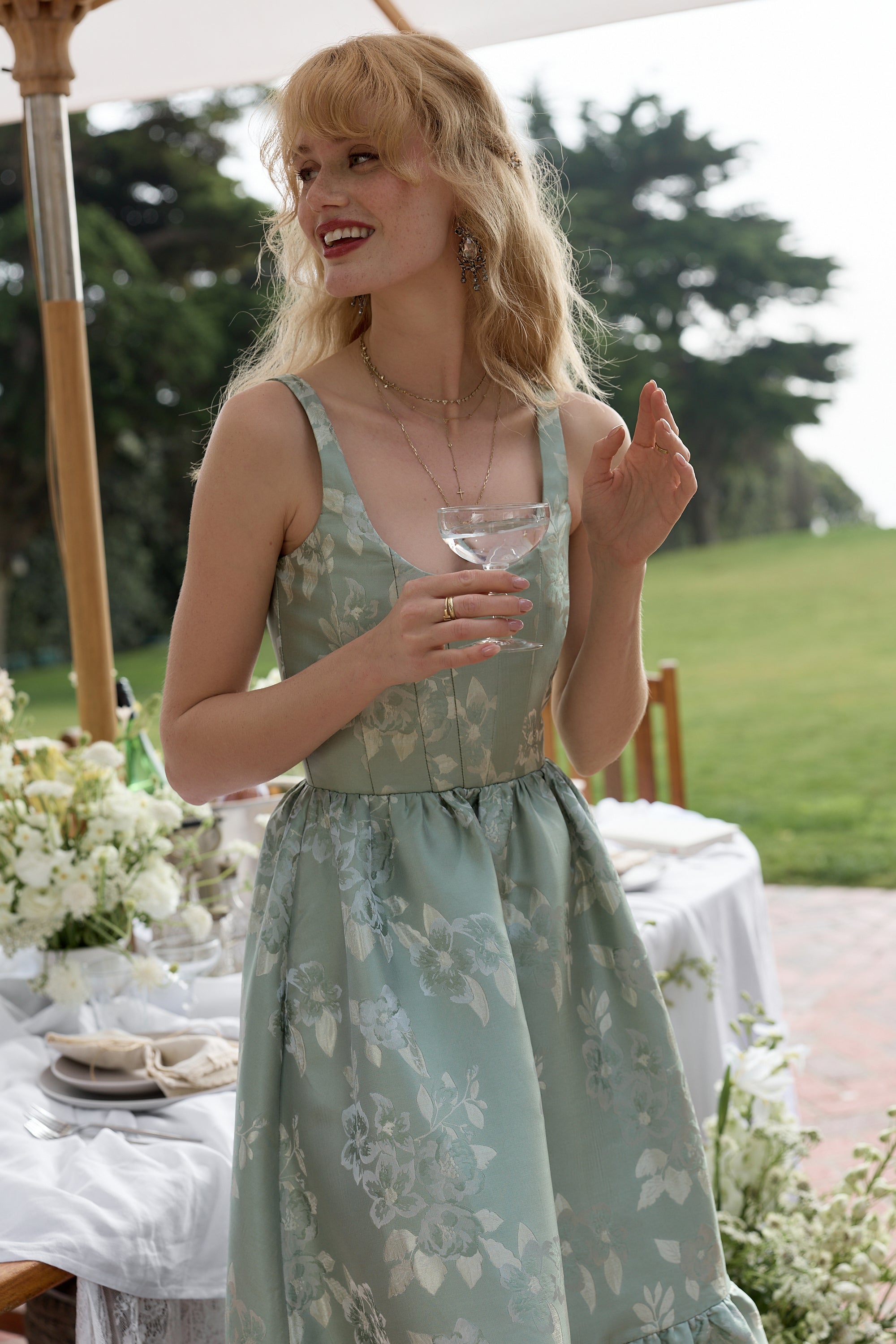 The Avery Dress in Sage Baroque Floral 6 / Sage Baroque Floral The Avery Dress in Sage Baroque Floral 6 / Sage Baroque Floral