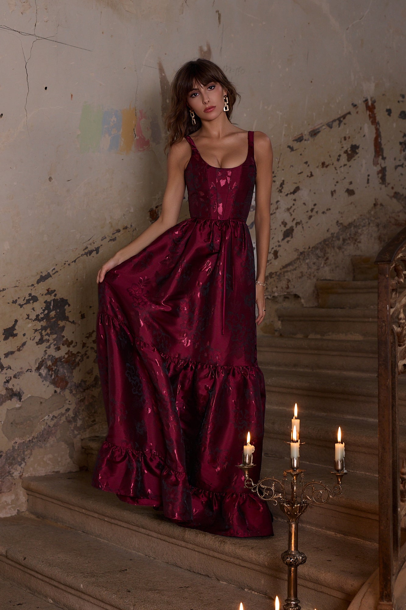 The Avery Dress in Garnet Baroque Floral 0 / Garnet Baroque Floral The Avery Dress in Garnet Baroque Floral 0 / Garnet Baroque Floral