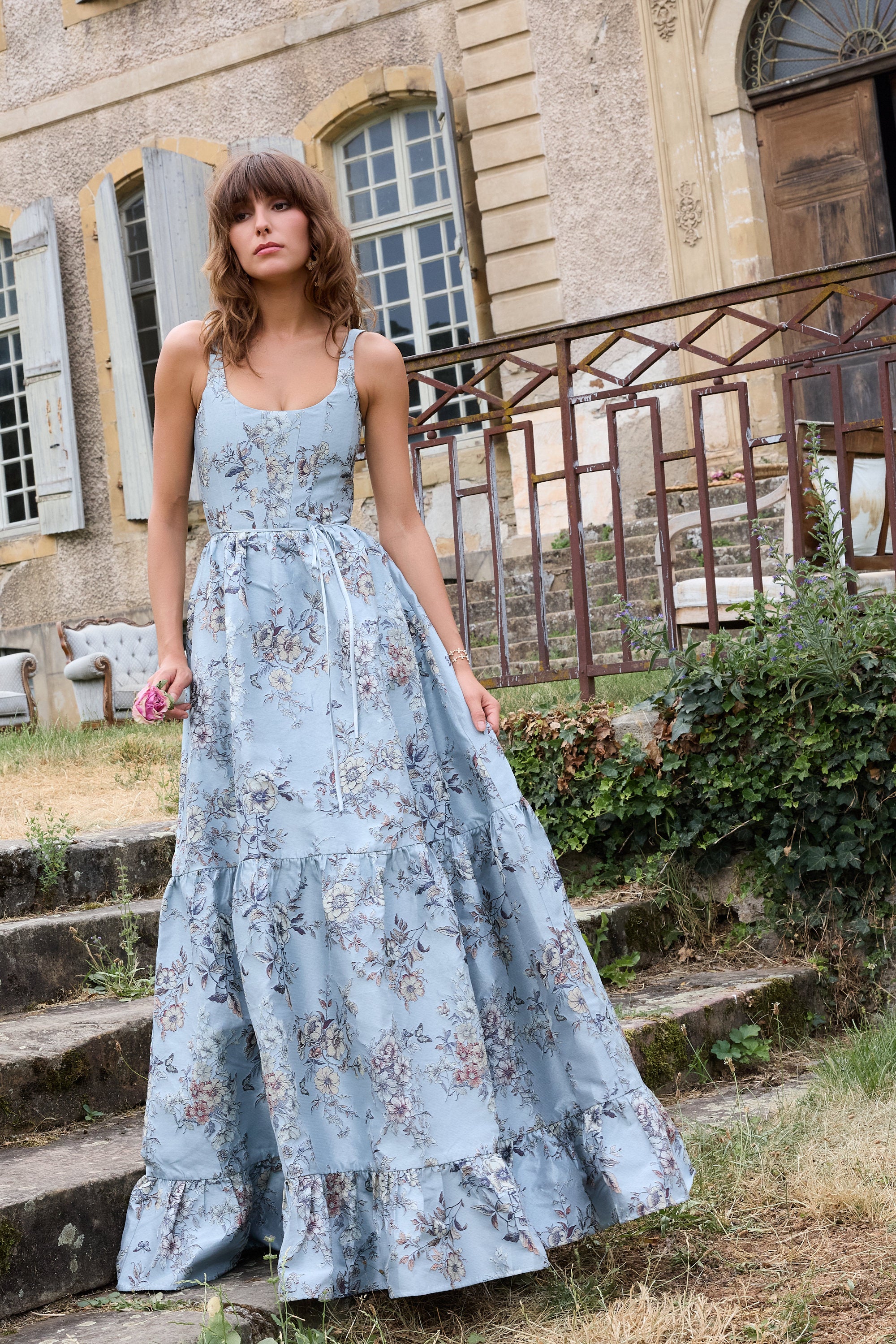 The Avery Dress in Light Blue Lilibet Brocade 00 / Light Blue Lilibet Brocade The Avery Dress in Light Blue Lilibet Brocade 00 / Light Blue Lilibet Brocade
