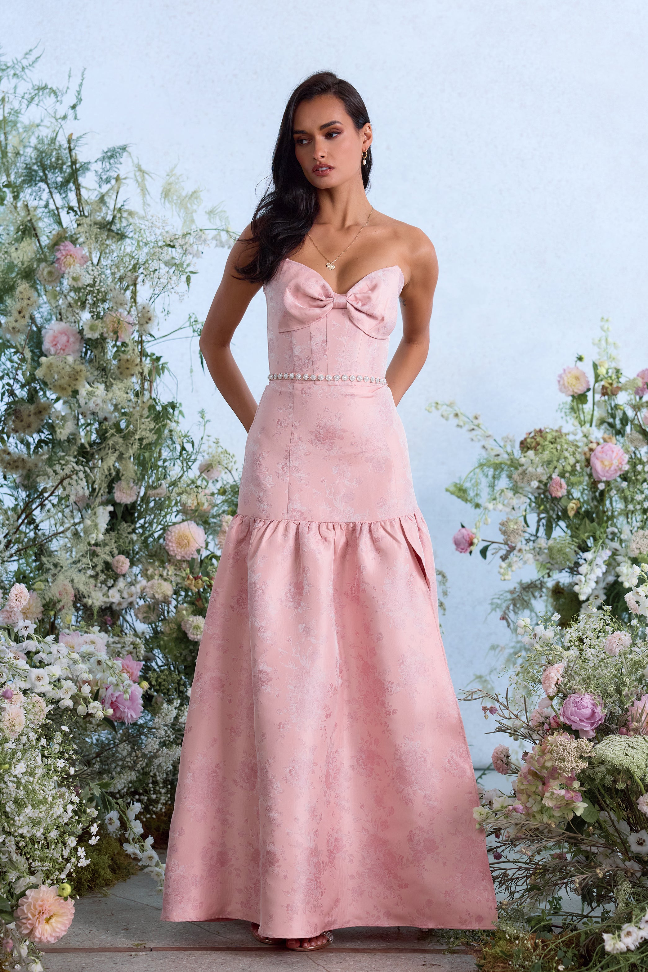 The Beatrice Dress in Light Pink Windsor Brocade 10 / Light Pink Windsor Brocade