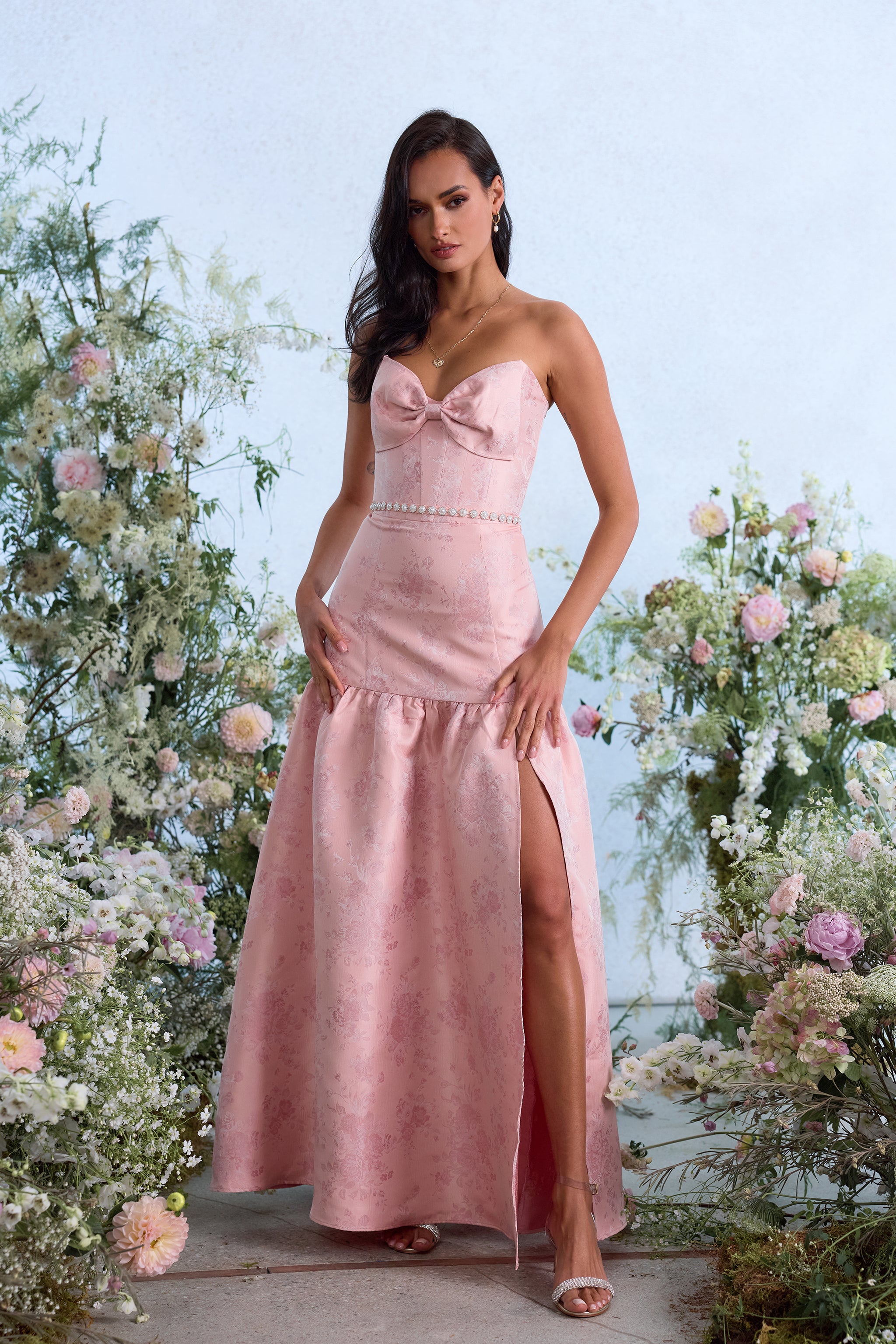 The Beatrice Dress in Light Pink Windsor Brocade 4 / Light Pink Windsor Brocade The Beatrice Dress in Light Pink Windsor Brocade 4 / Light Pink Windsor Brocade