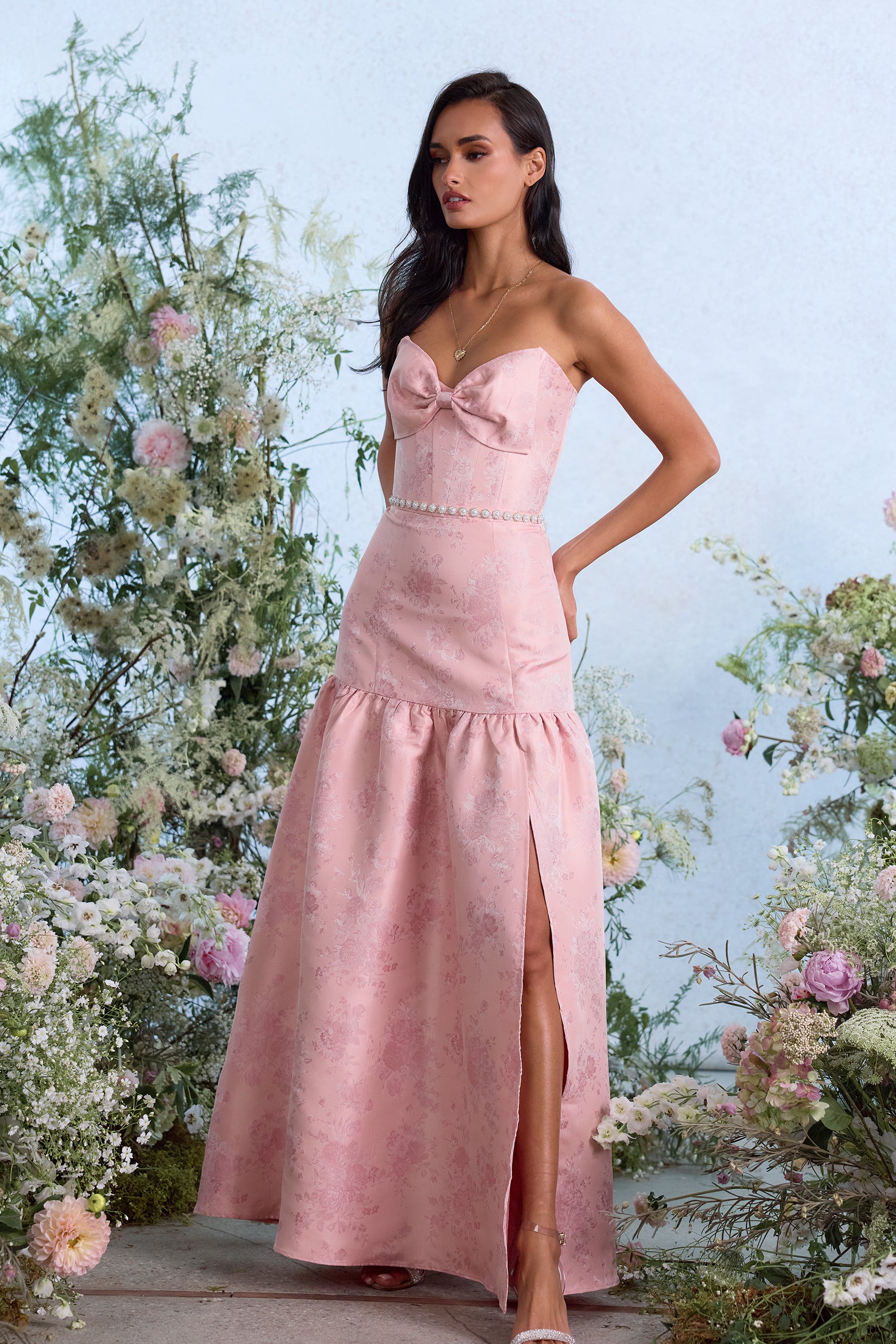 The Beatrice Dress in Light Pink Windsor Brocade 10 / Light Pink Windsor Brocade
