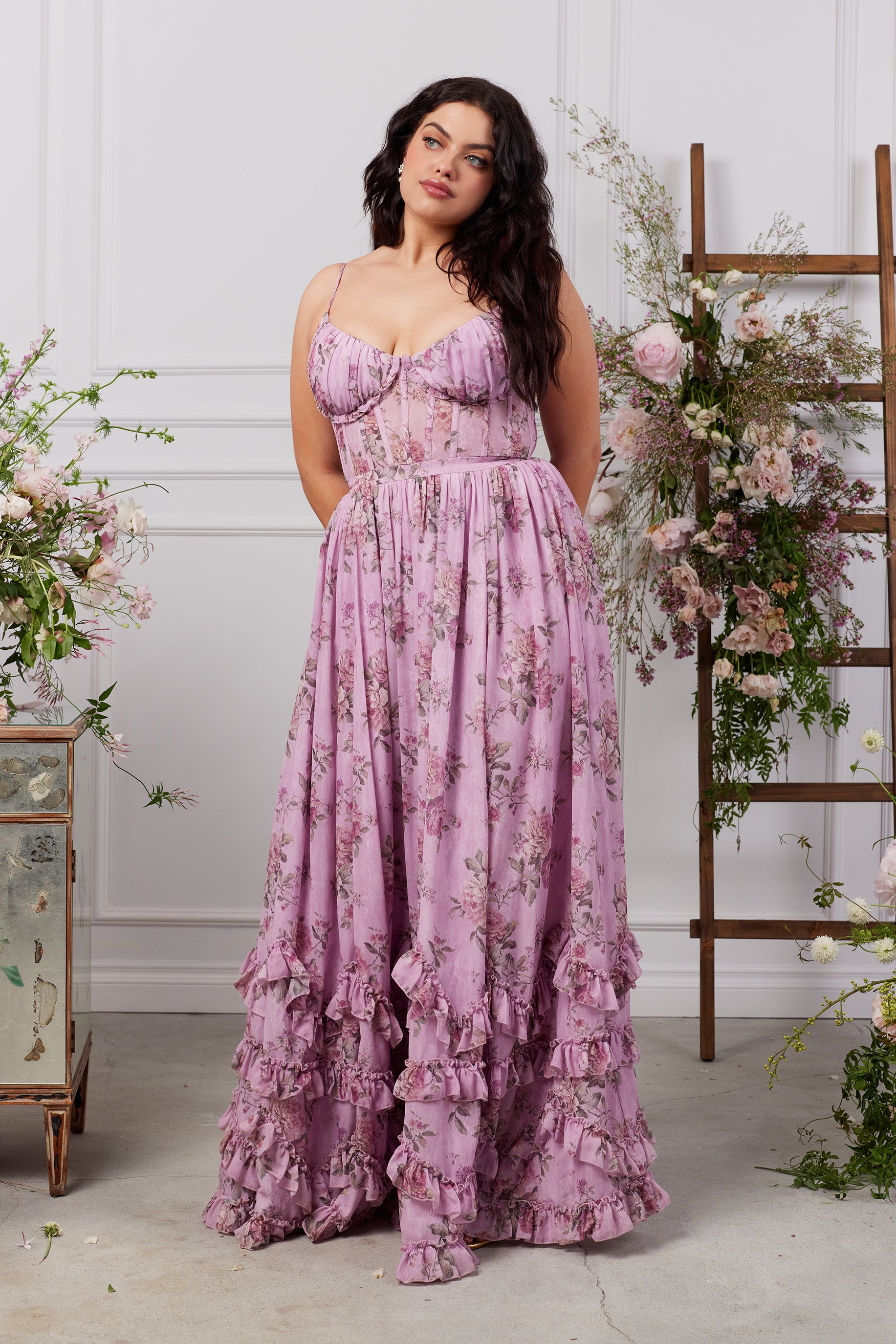 v chapman dress The Caterina Dress in Pink Rose Print 00 / Pink Rose Print