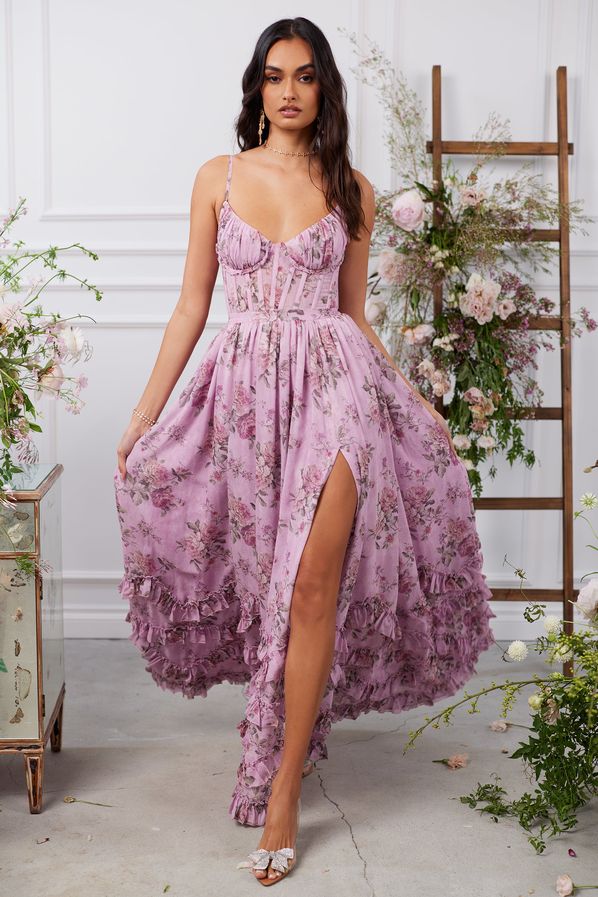The Carmen Dress in Lilac Tapestry Rose 20 / Lilac Tapestry Rose The Carmen Dress in Lilac Tapestry Rose 20 / Lilac Tapestry Rose