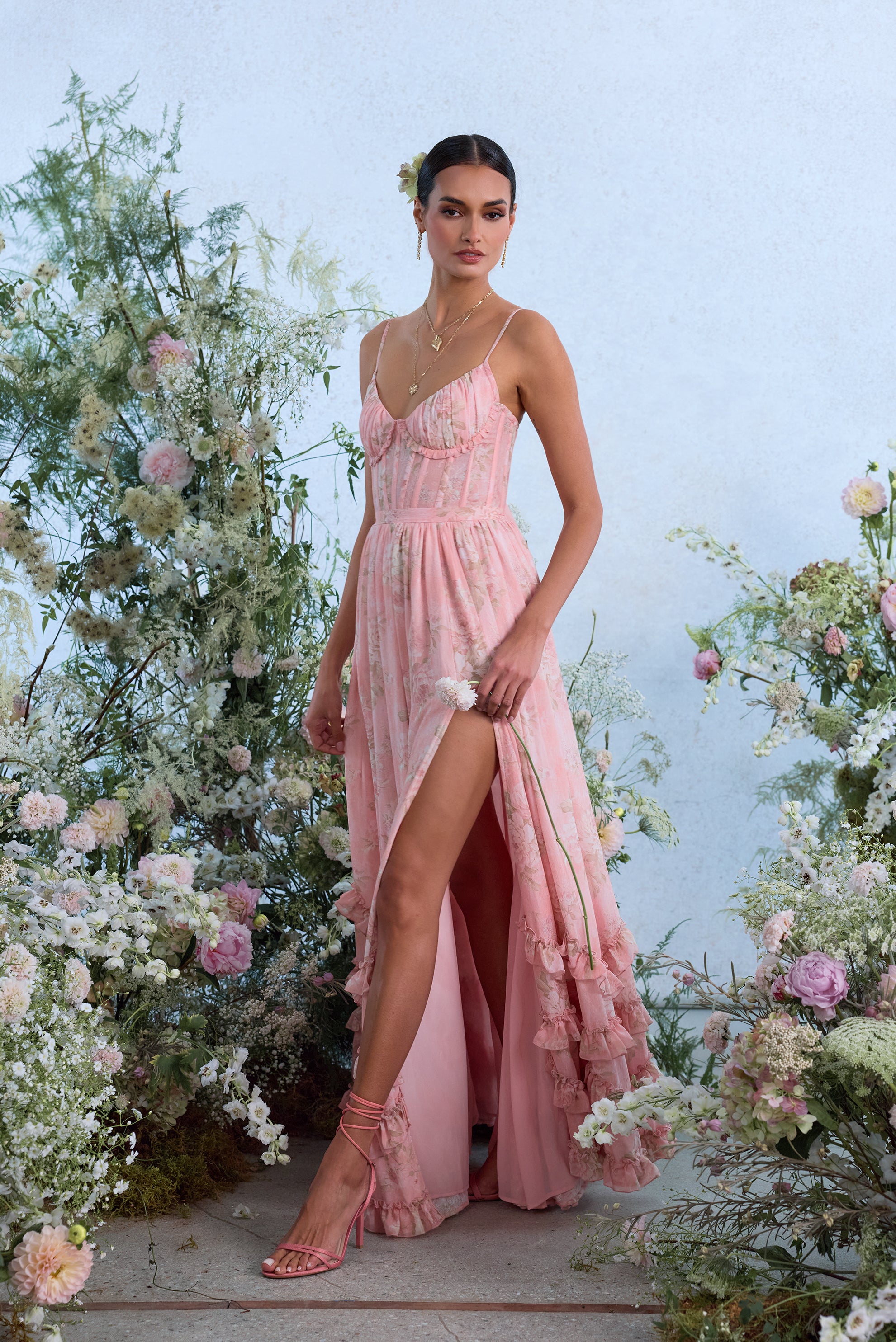 The Carmen Dress in Light Pink Tapestry Rose 4 / Light Pink Tapestry Rose The Carmen Dress in Light Pink Tapestry Rose 4 / Light Pink Tapestry Rose