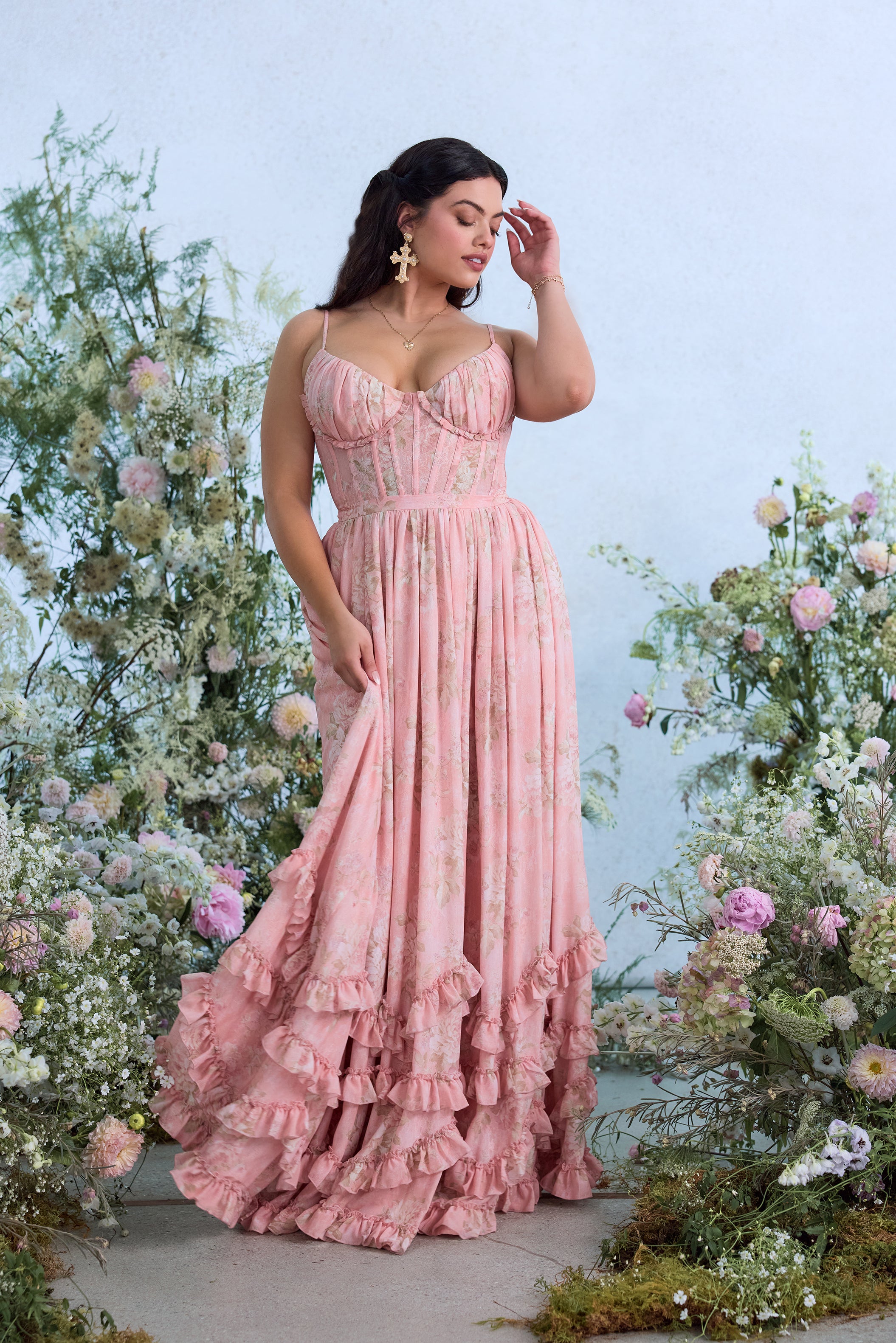 The Carmen Dress in Light Pink Tapestry Rose V. Chapman The Carmen Dress in Light Pink Tapestry Rose V. Chapman