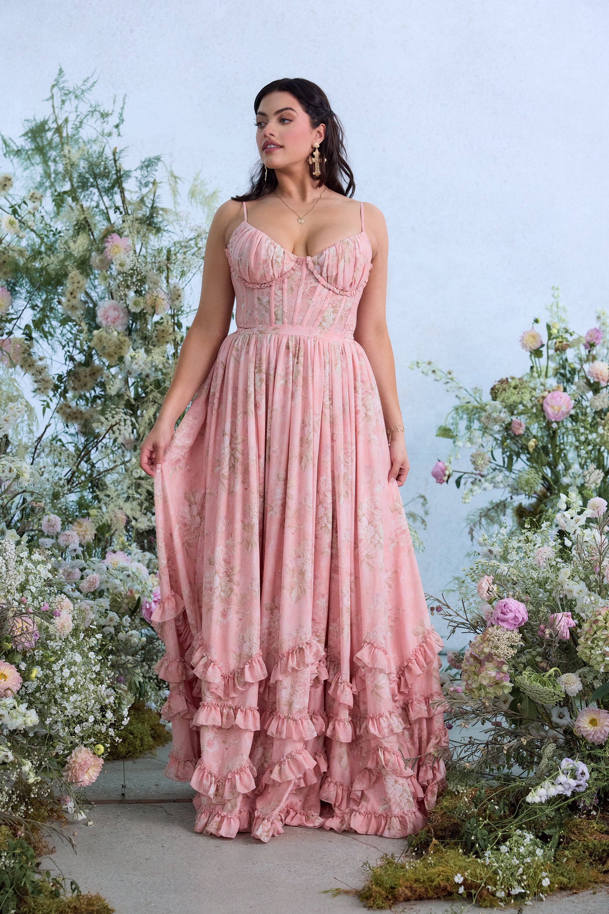 The Carmen Dress in Light Pink Tapestry Rose 4 / Light Pink Tapestry Rose The Carmen Dress in Light Pink Tapestry Rose 4 / Light Pink Tapestry Rose