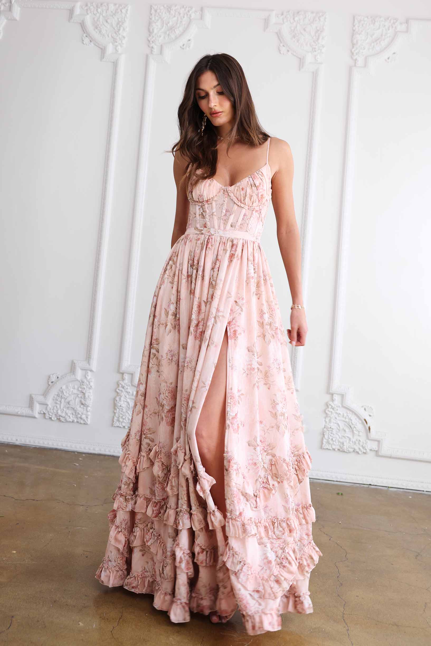 The Carmen Dress in Peach Tapestry 0 / Peach Tapestry