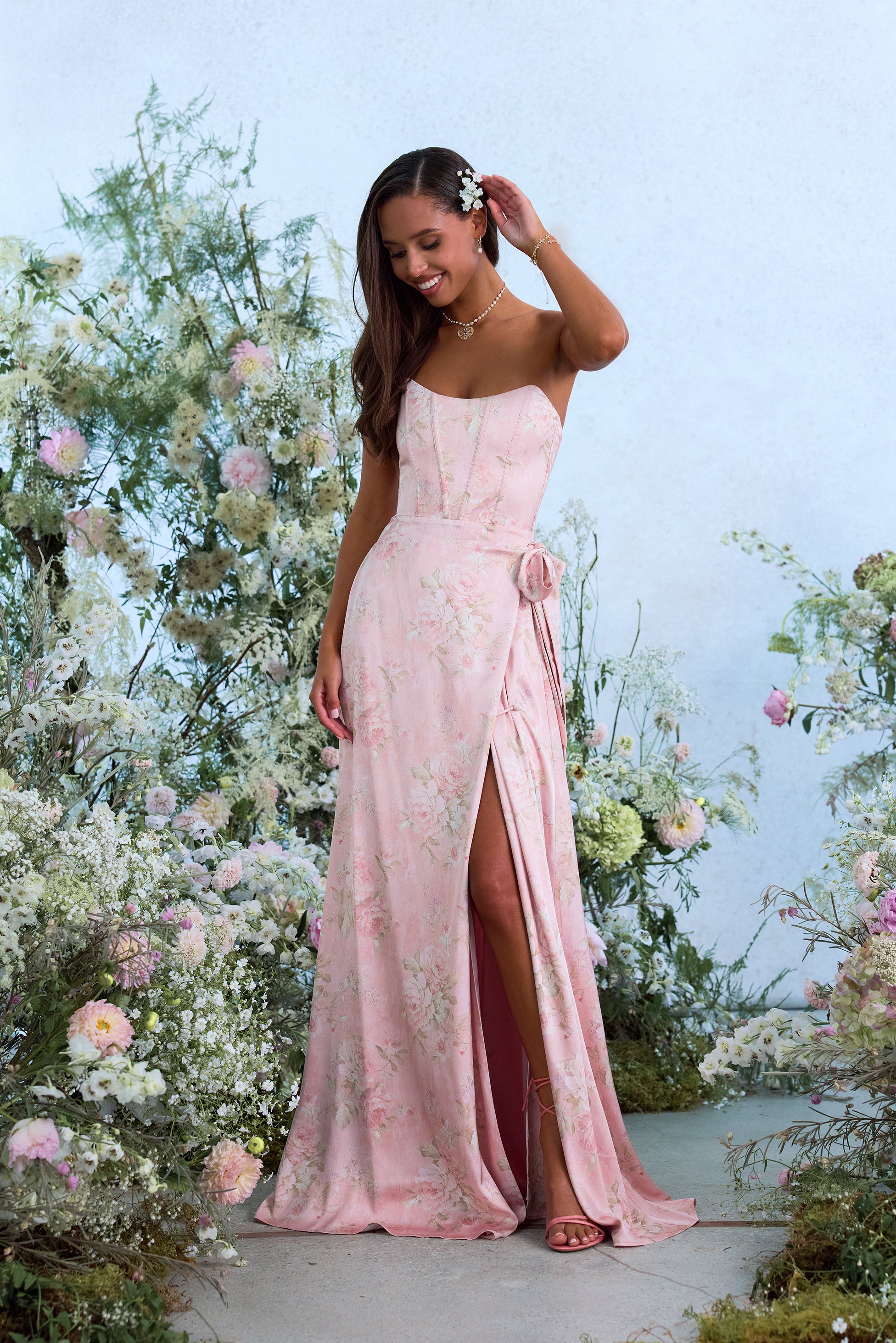 The Cecilia Dress in Light Pink Tapestry Rose