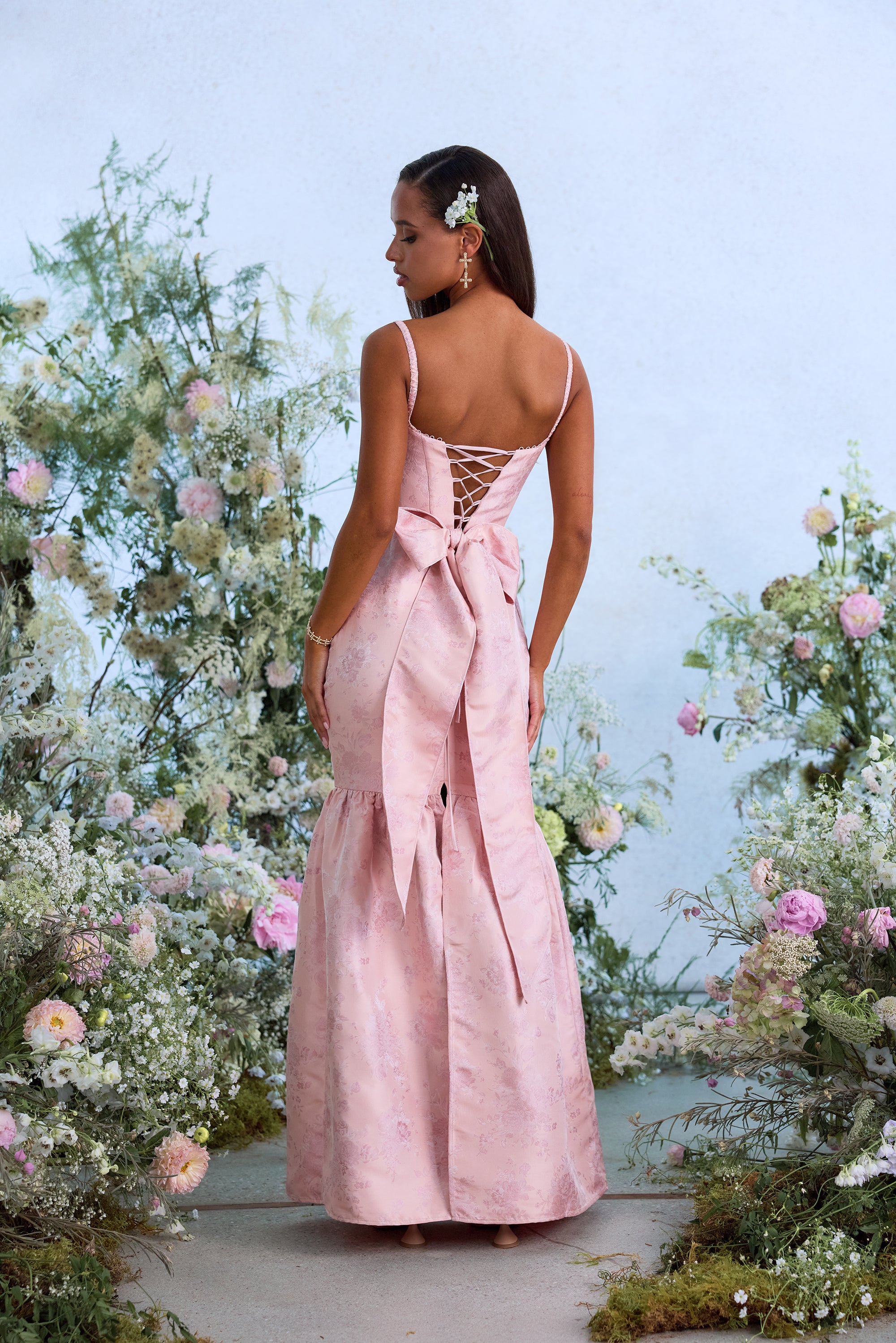 The Cherie Dress in Light Pink Windsor Brocade 00 / Light Pink Windsor Brocade The Cherie Dress in Light Pink Windsor Brocade 00 / Light Pink Windsor Brocade