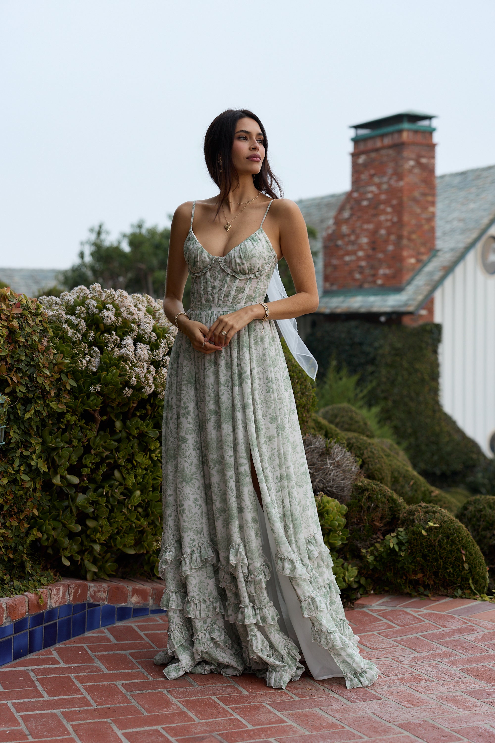 The Carmen Dress in Sage Toile 00 / Sage Toile