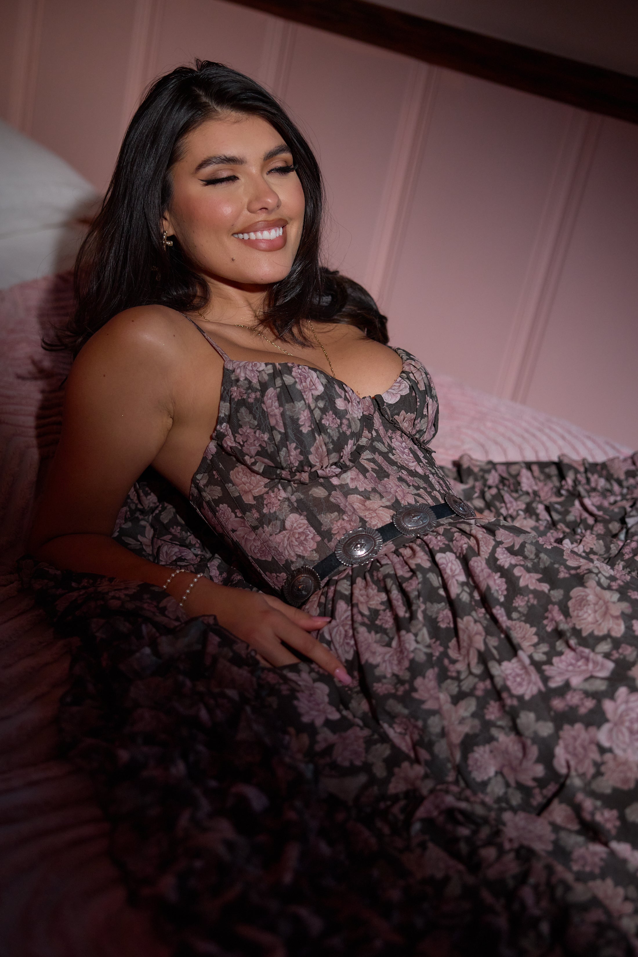 The Carmen Dress in Chocolate Peony Print 2 / Chocolate Peony Print The Carmen Dress in Chocolate Peony Print 2 / Chocolate Peony Print