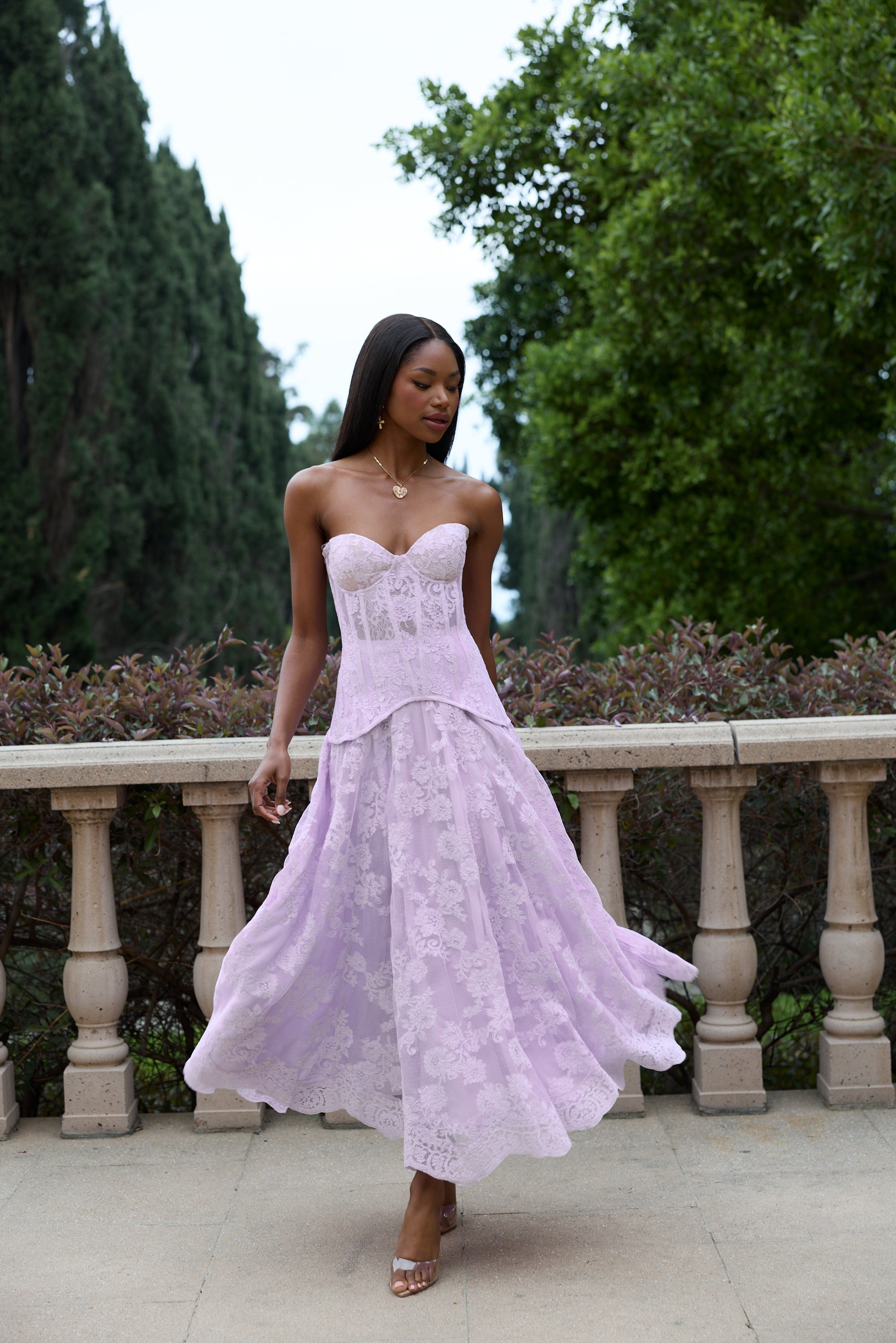 The Carolena Set in Lavender Fog Lace 14 / Lavender Fog Lace The Carolena Set in Lavender Fog Lace 14 / Lavender Fog Lace