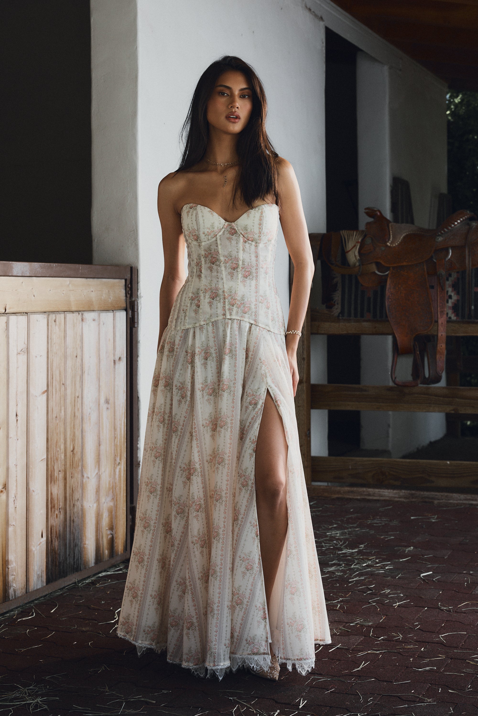 v chapman bridal shower dress The Vera Dress in White Baroque Floral 2 / White Baroque Floral