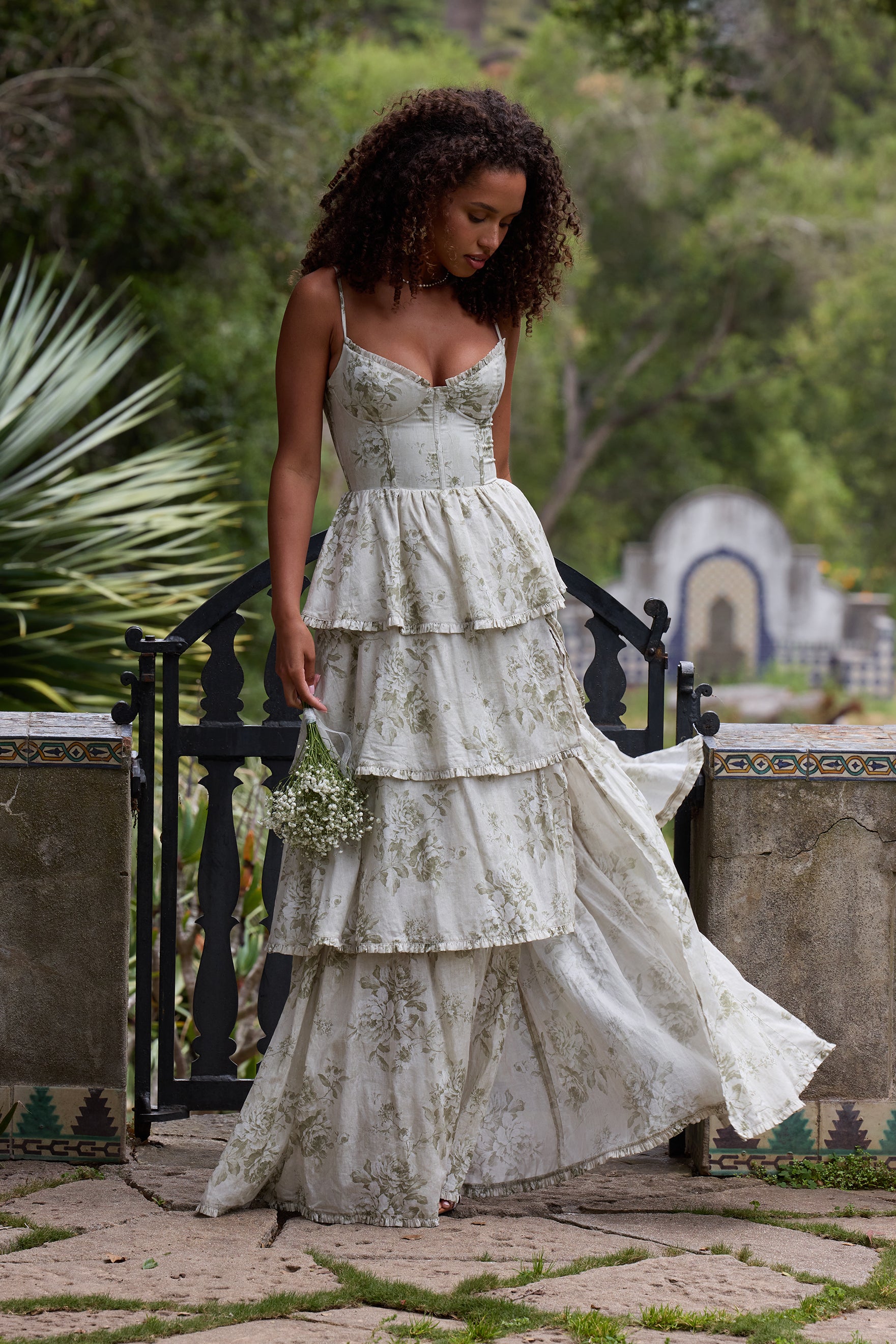 v. chapman caterina corset ruffle dress The Caterina Dress in Lilac Tapestry Rose 14 / Lilac Tapestry Rose