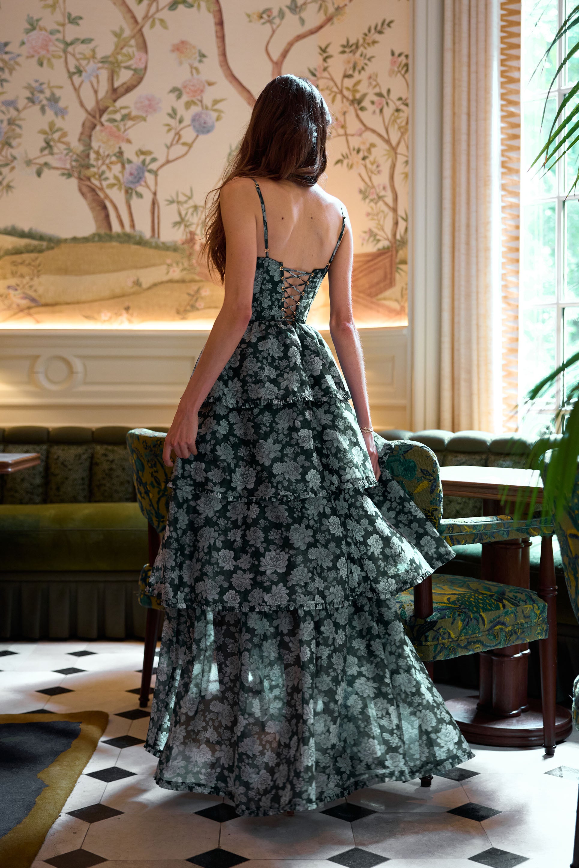 The Caterina Dress in Emerald Peony Print 20 / Emerald Peony Print The Caterina Dress in Emerald Peony Print 20 / Emerald Peony Print
