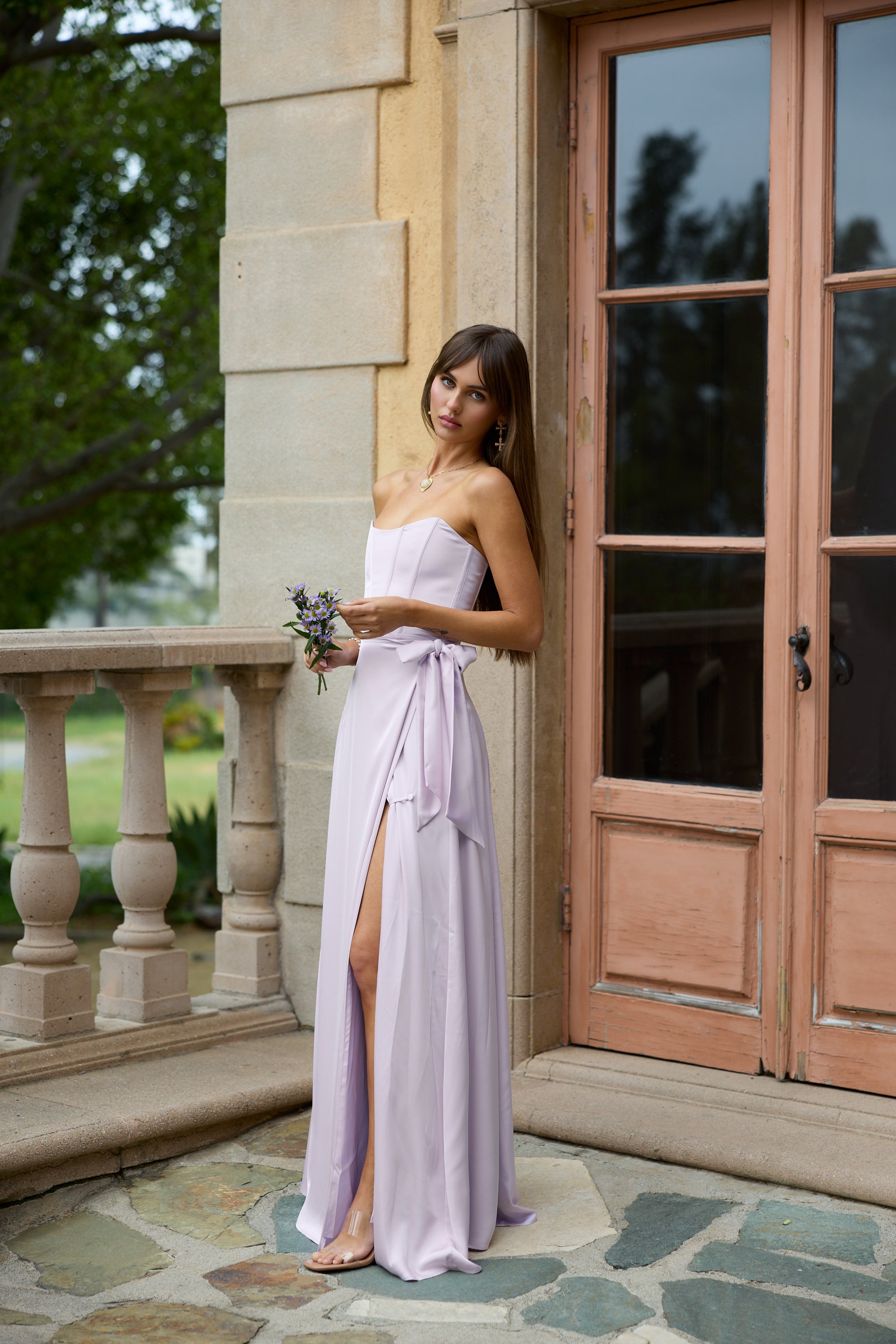 lavender fog bridesmaid dress A-Line Floor Length Off Shoulder Lilac Bridesmaid Dress COCOMELODY CB0616