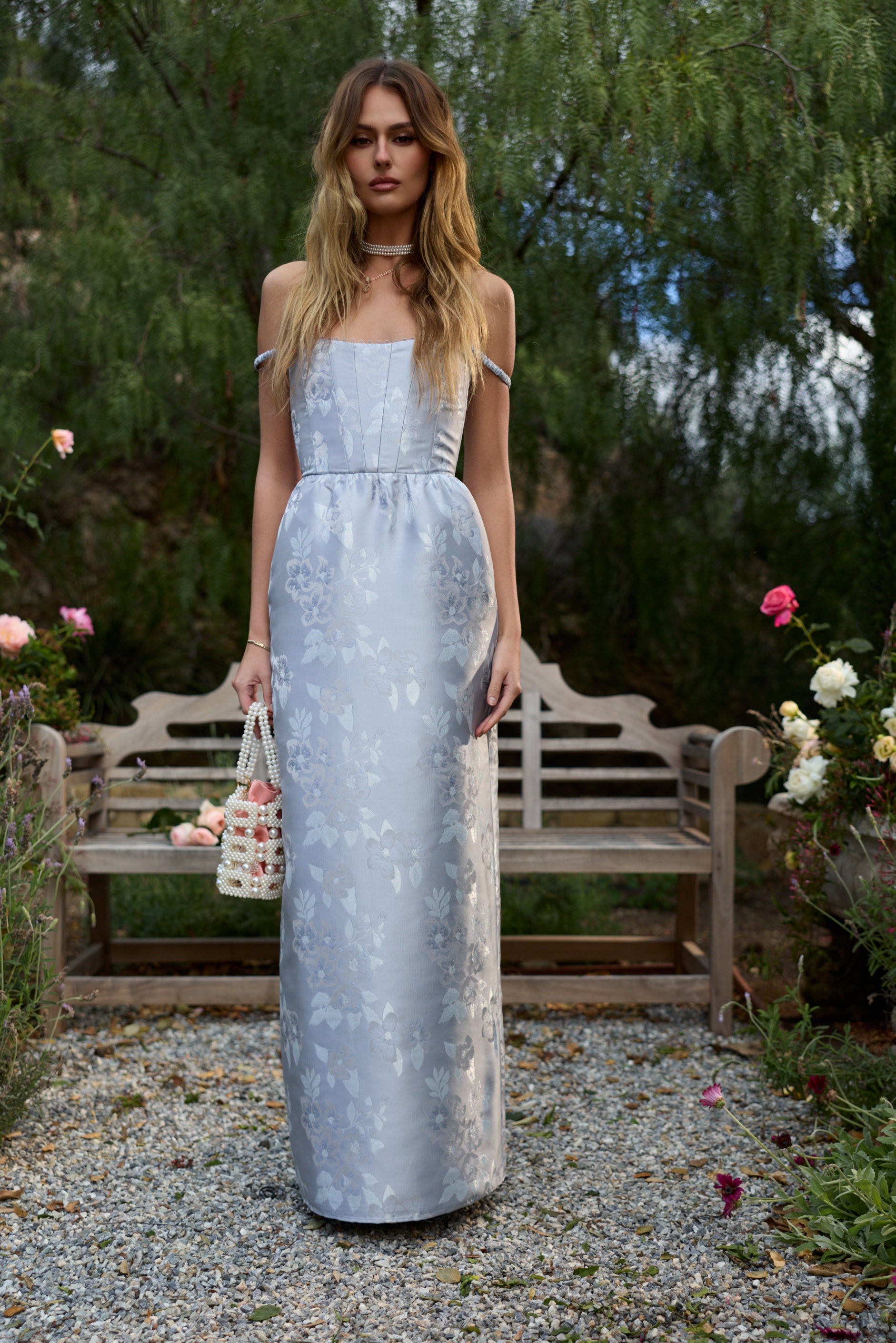 The Cheryl Dress in Icelandic Blue Baroque Floral V. Chapman The Cheryl Dress in Icelandic Blue Baroque Floral V. Chapman