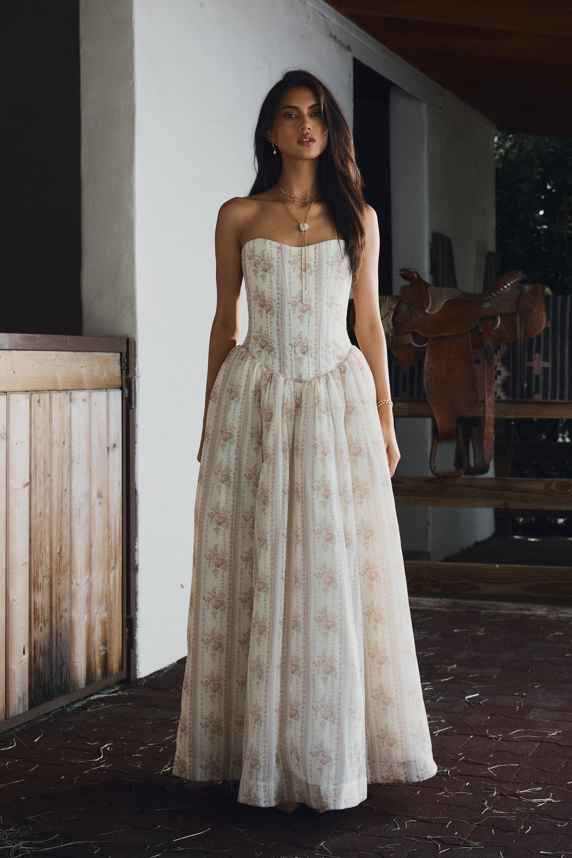The Clara Gown in Vintage Victorian Stripe 10 / Vintage Victorian Stripe