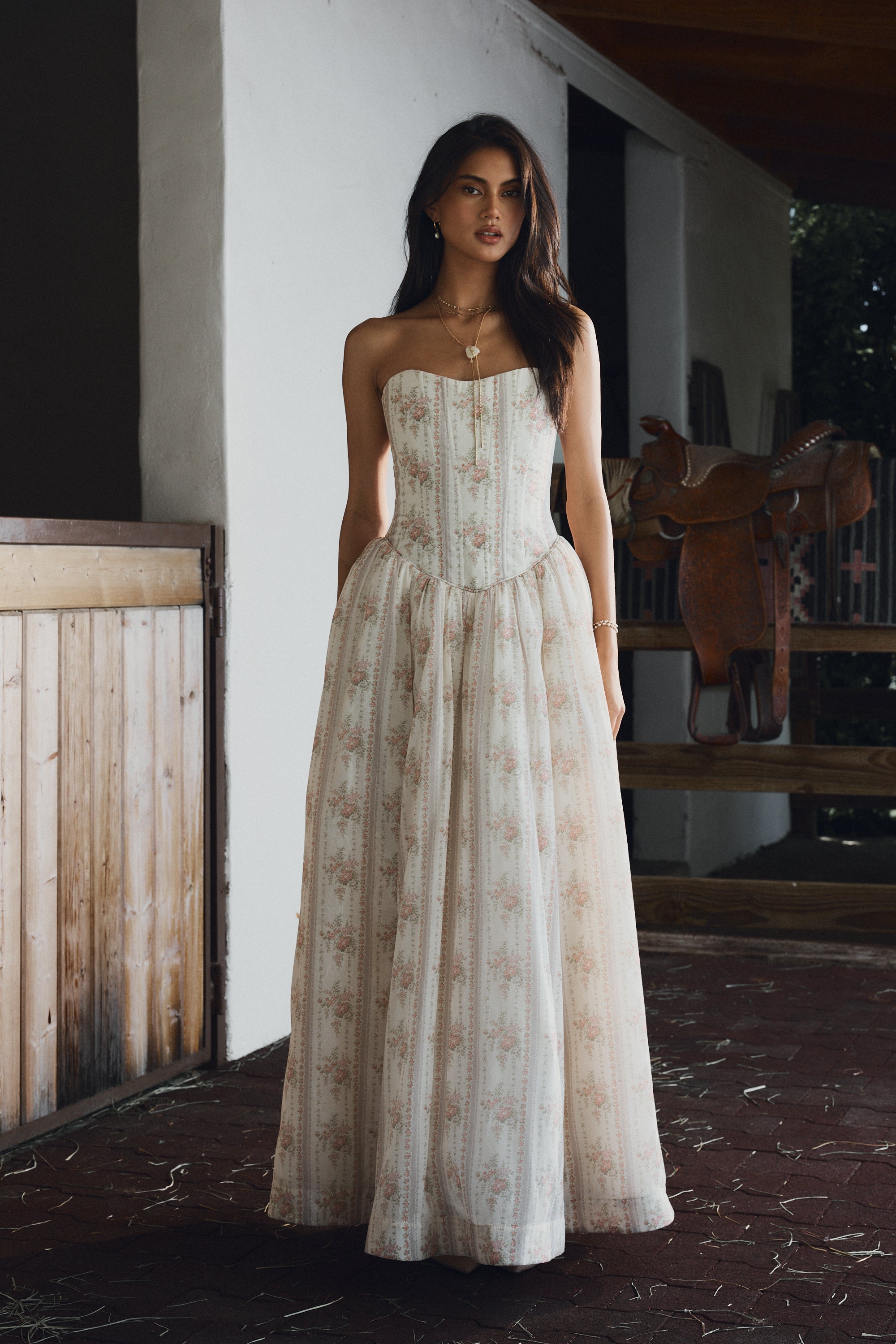 The Clara Gown in Vintage Victorian Stripe 10 / Vintage Victorian Stripe