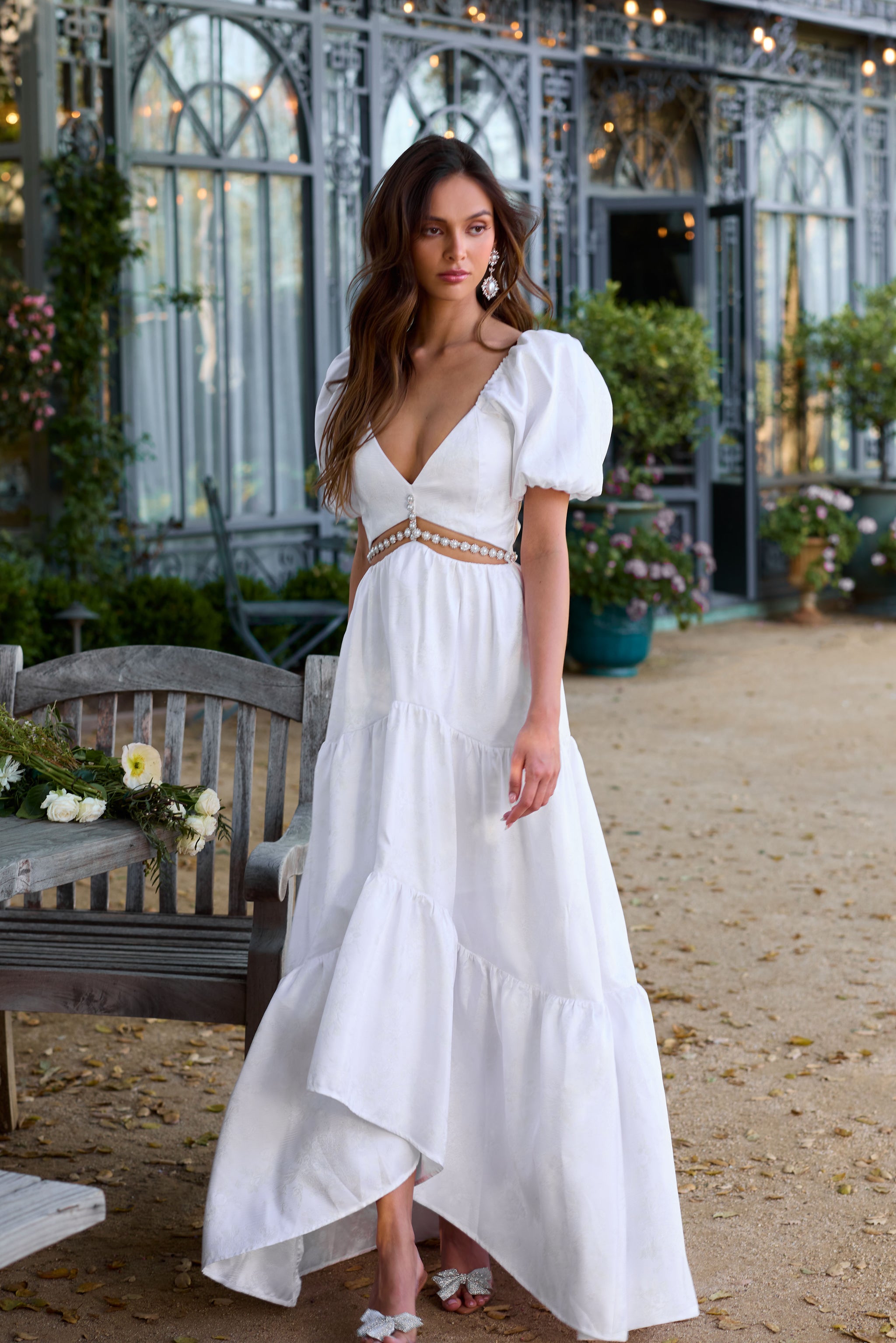 The Emma Dress in White Windsor Brocade – V. Chapman