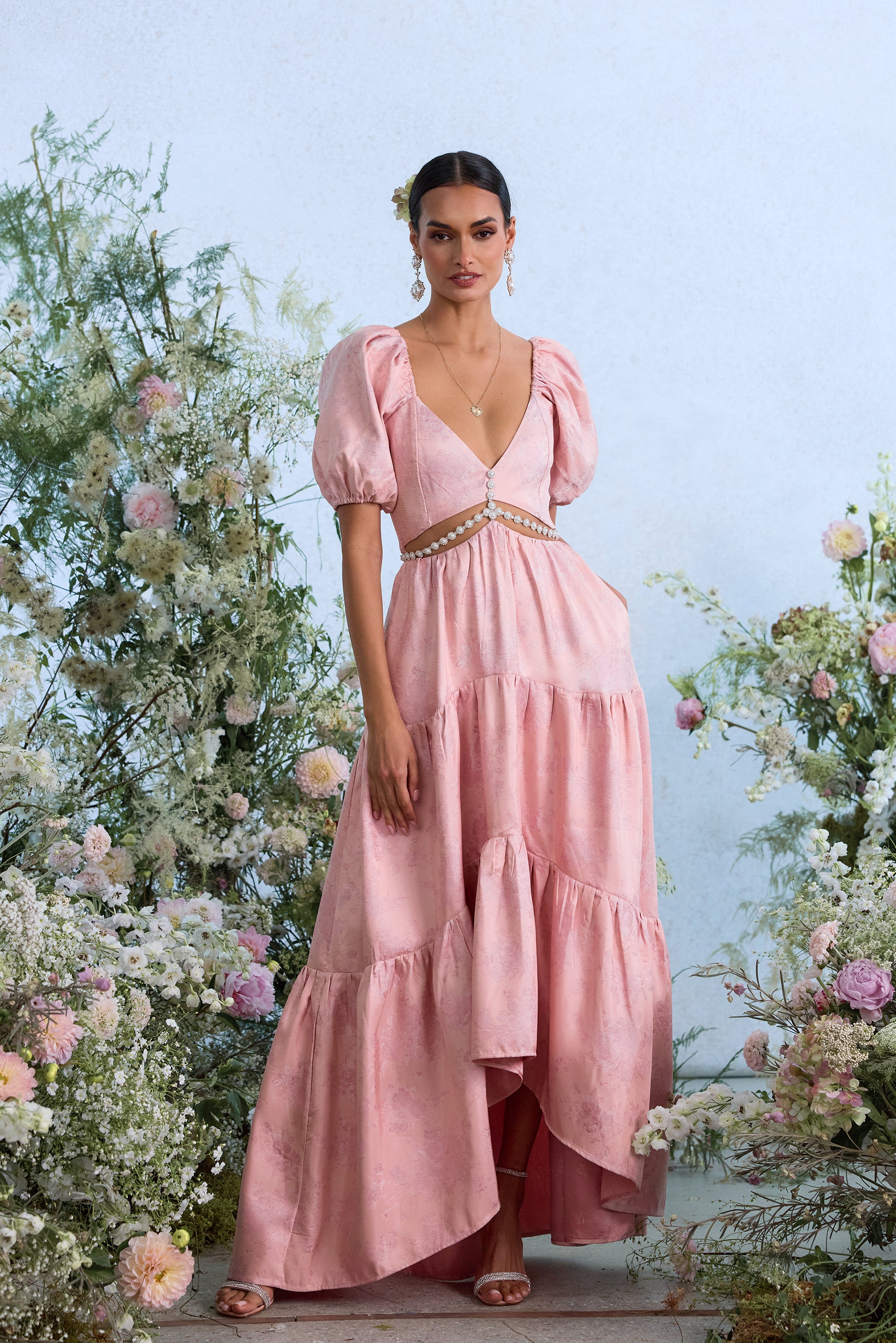 The Emma Dress in Light Pink Windsor Brocade – V. Chapman