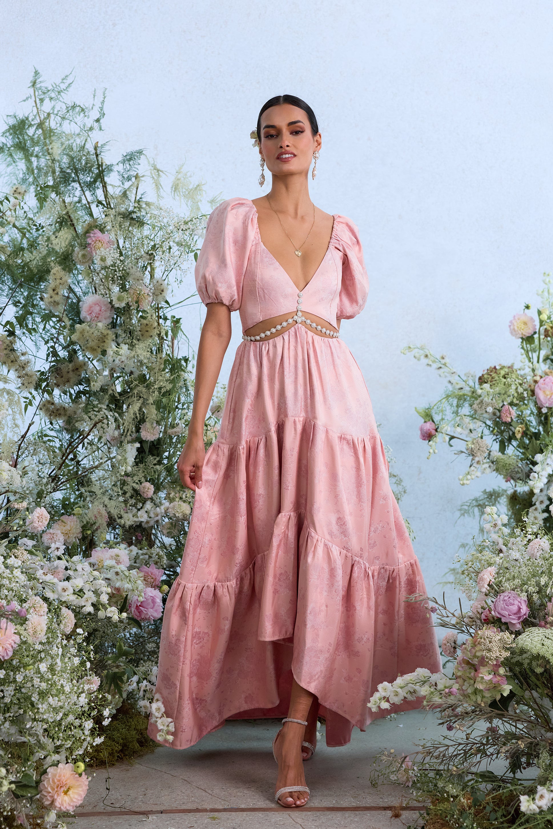 The Emma Dress in Light Pink Windsor Brocade The Emma Dress in Light Pink Windsor Brocade
