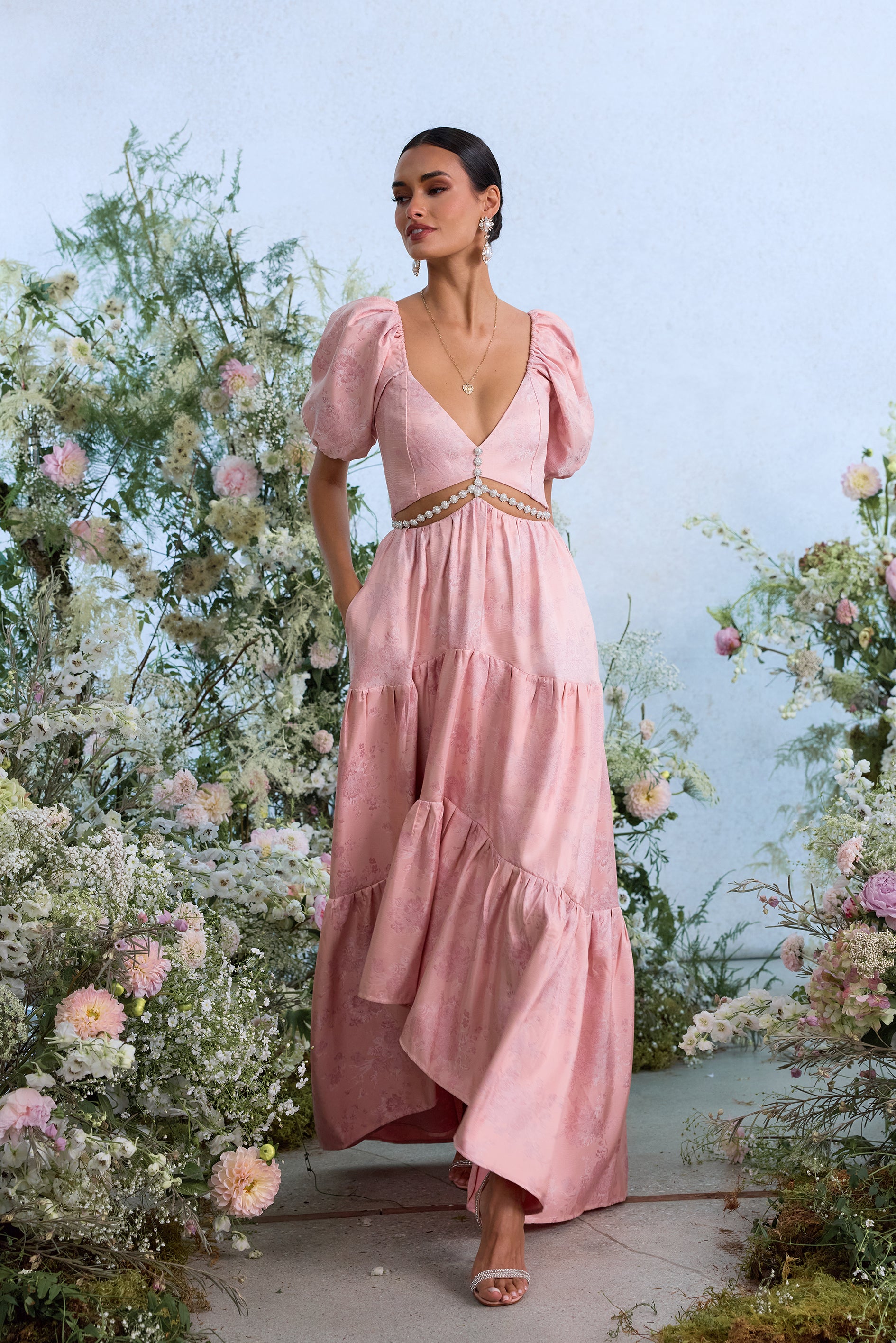 windsor pink long dress The Emma in Light Brocade 4 / Light Pink Windsor Brocade Courtney is 58 and Size:US 10/ UK 9/ EU 43 HTV Yellow Tie Dye O-Ring